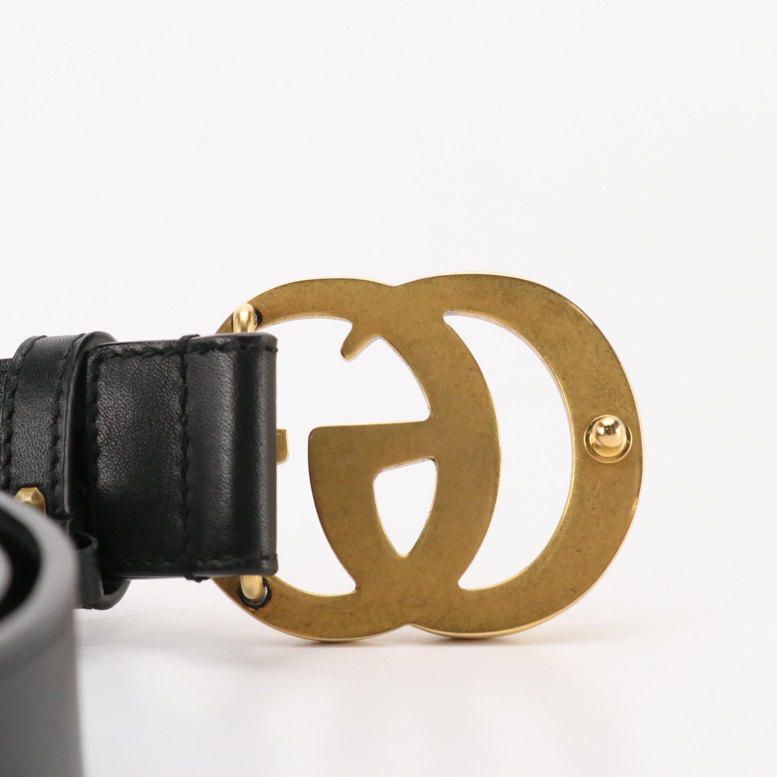 Gucci GG Marmont Belt in Black Calfskin Leather