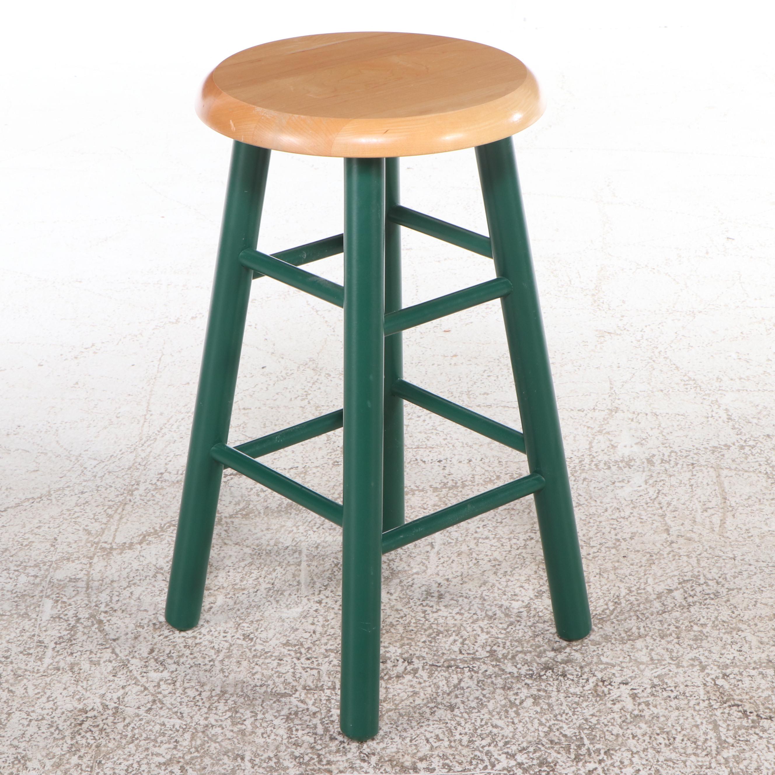Set of Four Contemporary Parcel-Painted Wood Barstools