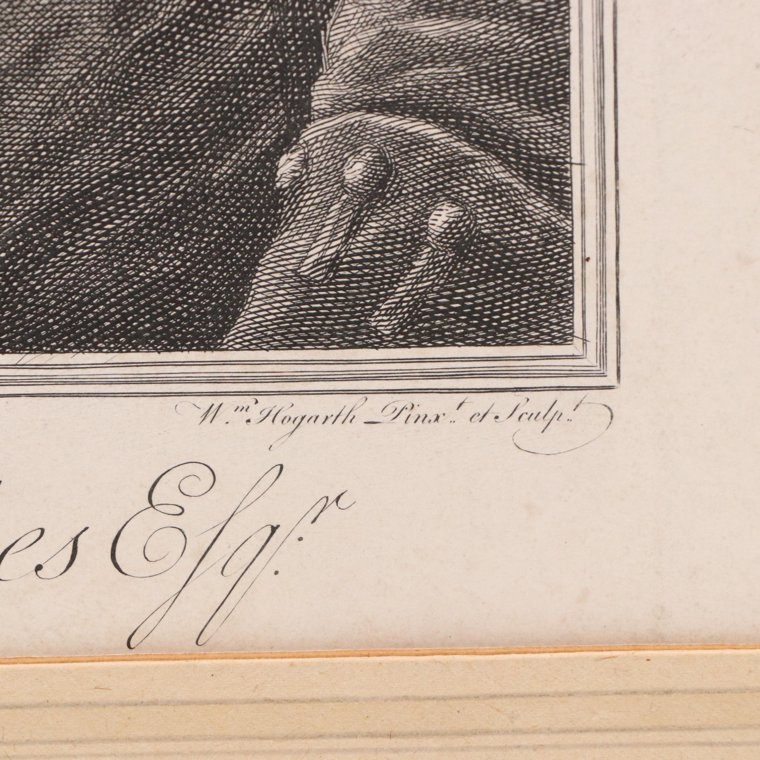 After William Hogarth Engraving of Martin Folkes and Other Italian Engraving