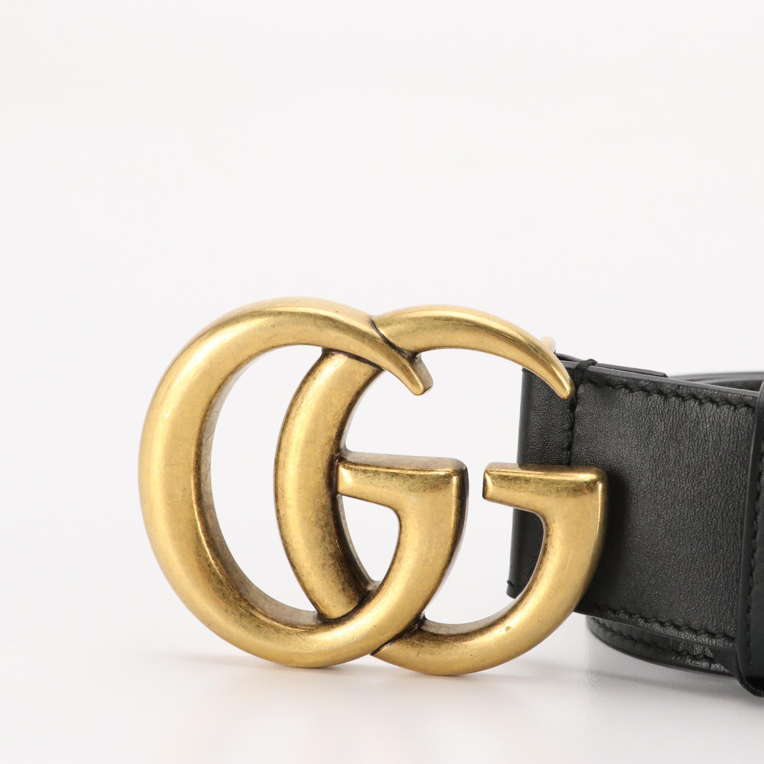 Gucci GG Marmont Belt in Black Calfskin Leather