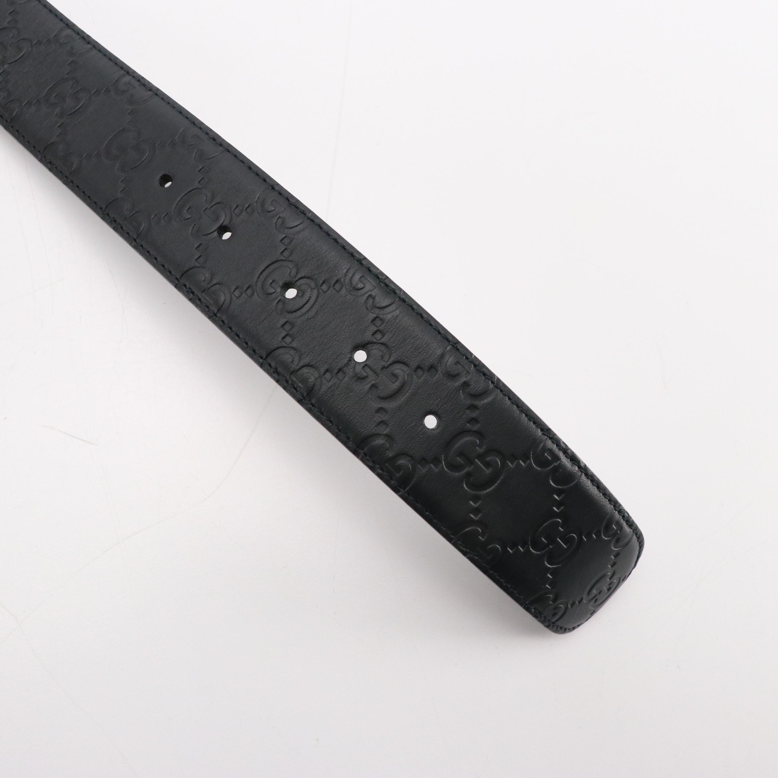 Gucci Interlocking GG Belt in Navy Blue Guccissima Leather