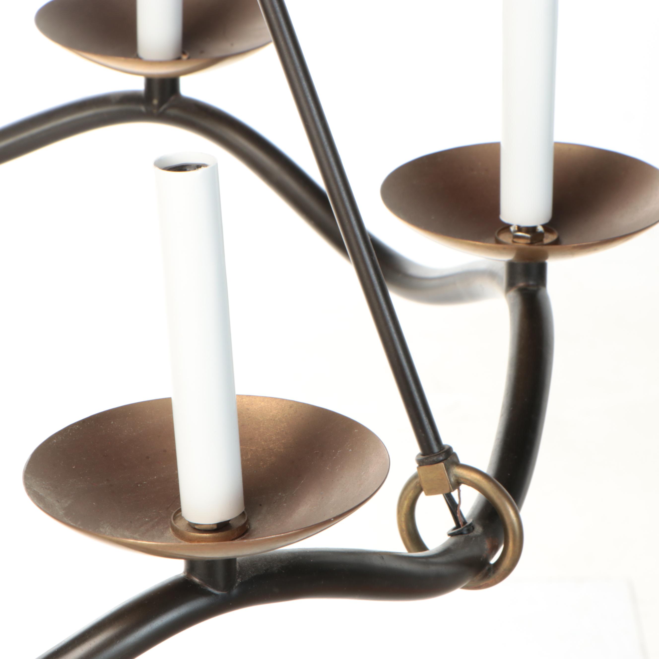 Contemporary Farmhouse Style Metal Six-Arm Chandelier