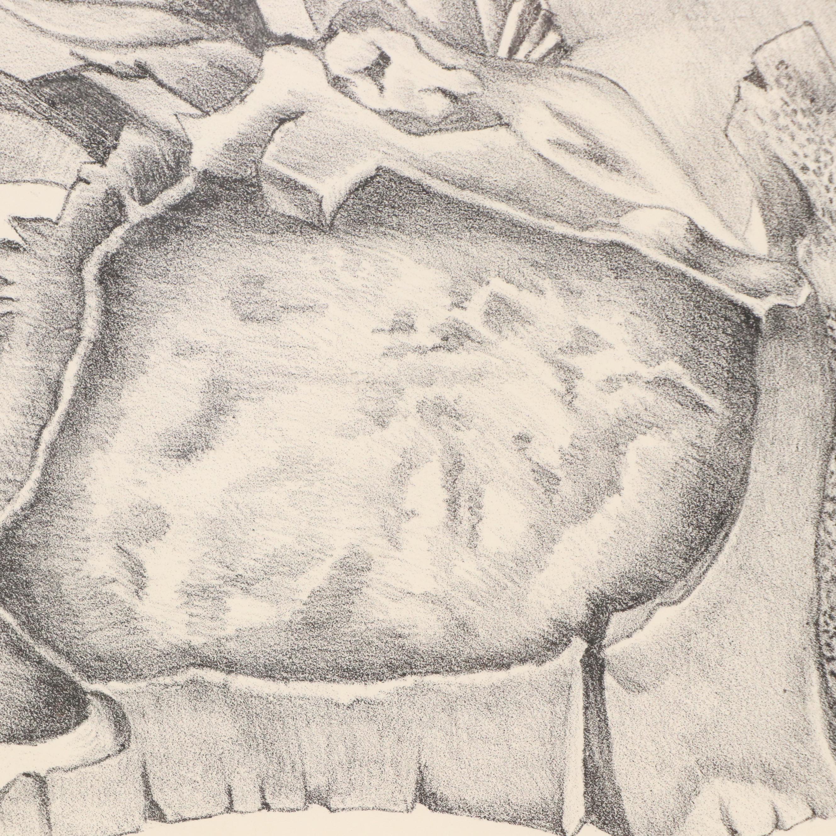 Lithograph of Still Life with Bones, Late 20th Century