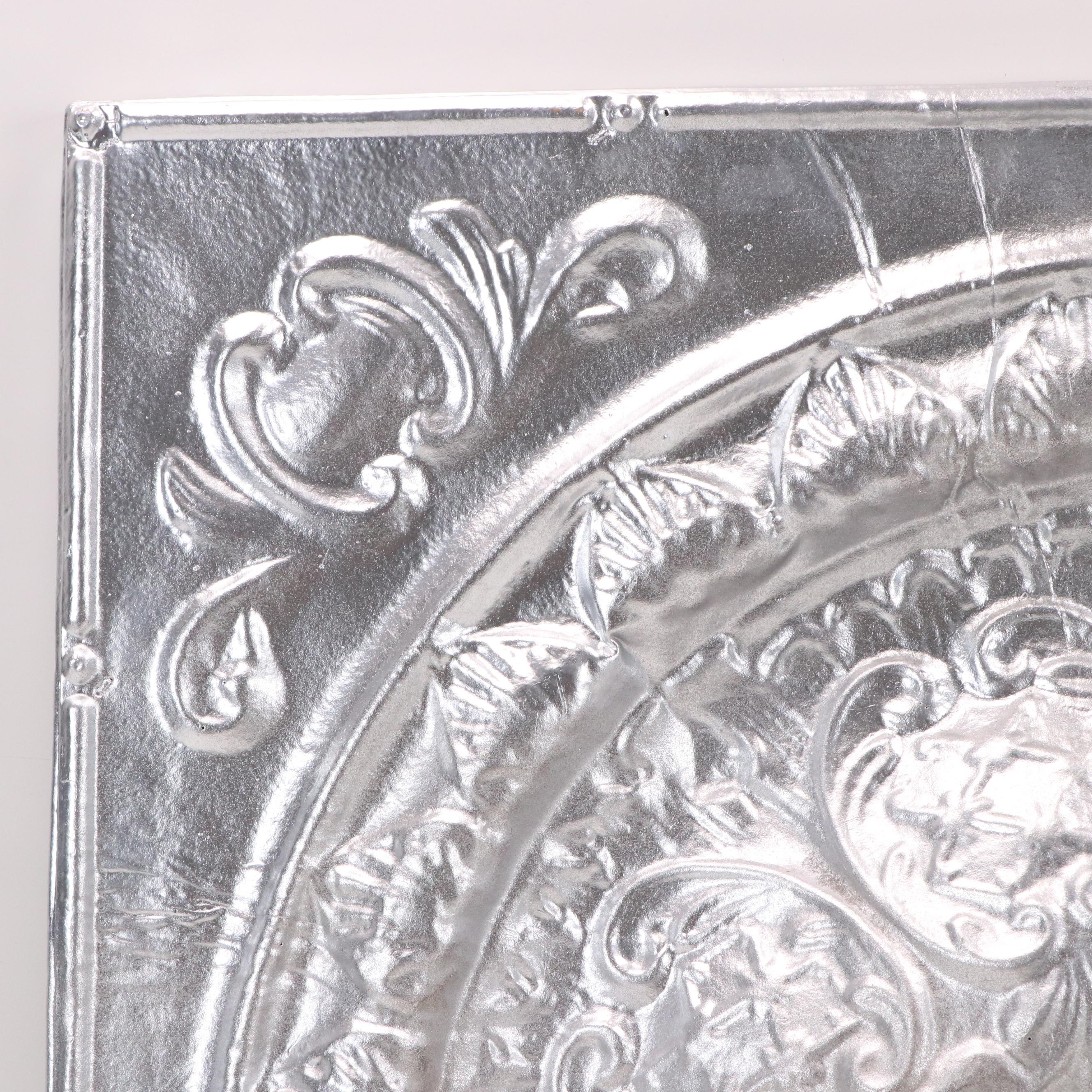 Hanging Metallic Painted Composite Relief with Medallion Design