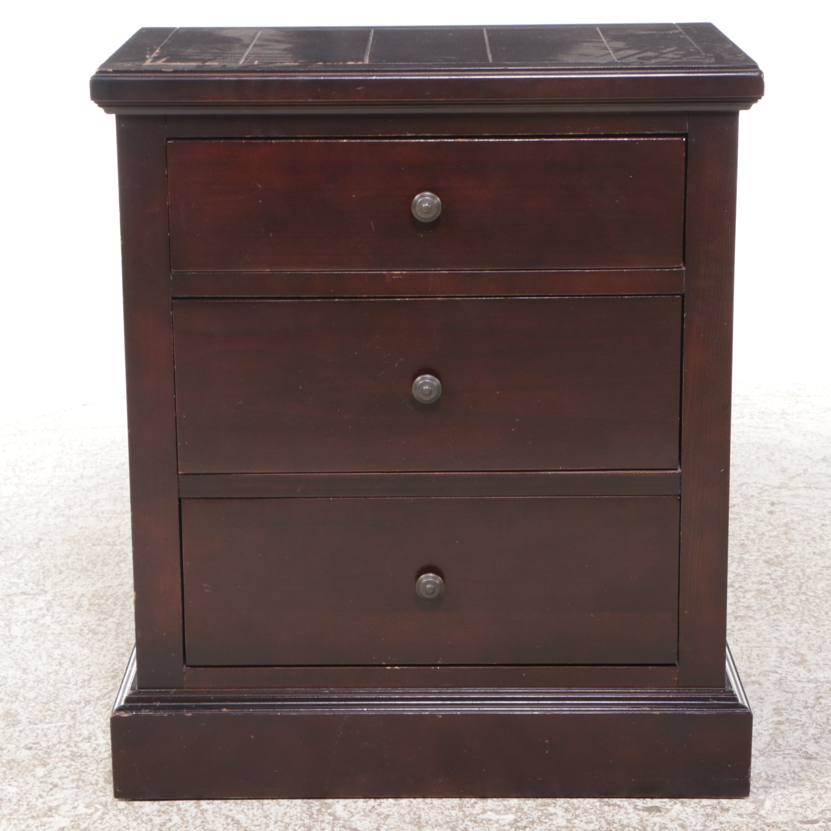 Mahogany Finished Three-Drawer Chest, Late 20th Century