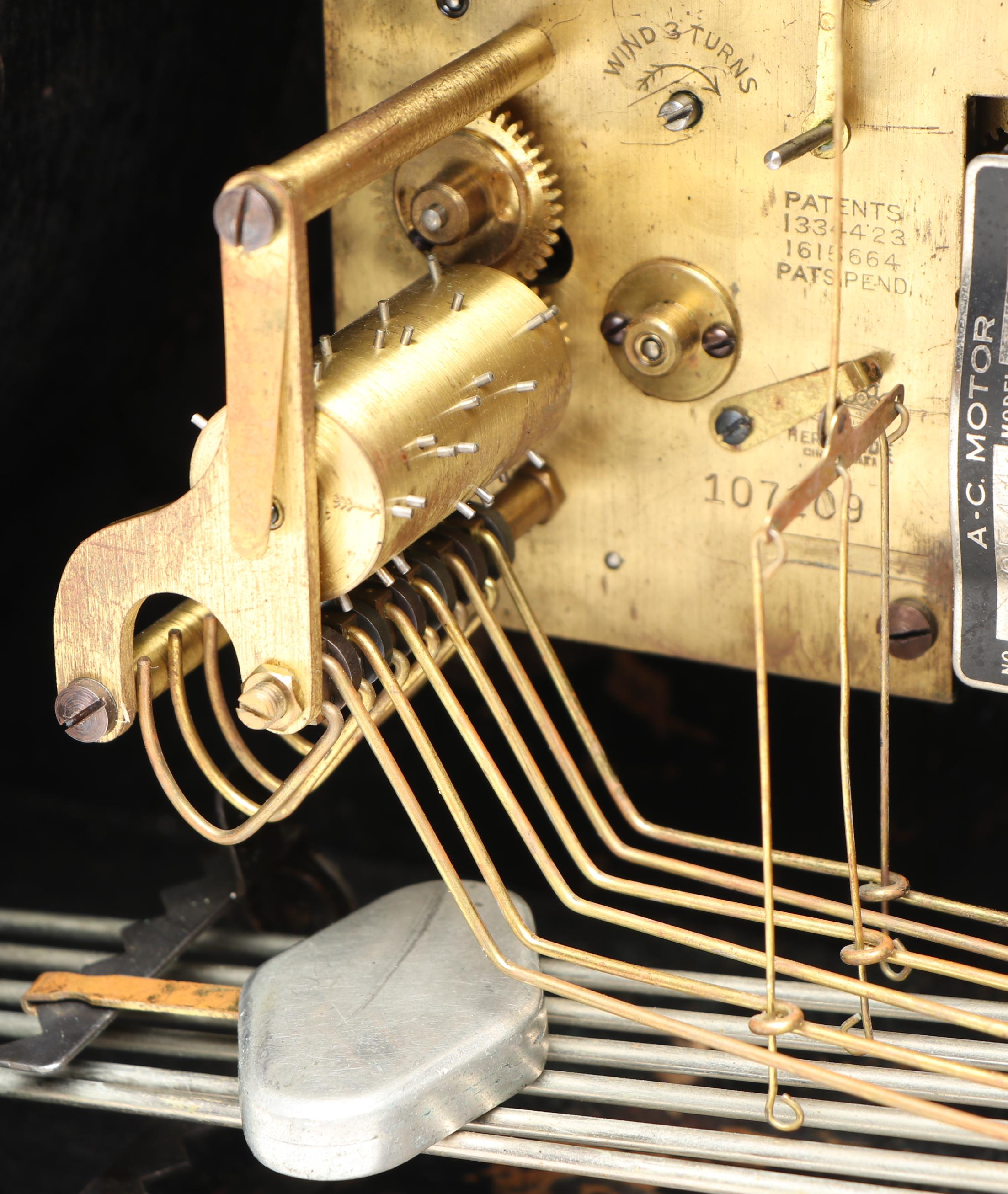 Herschede Carved Wood Electric Mantel Clock