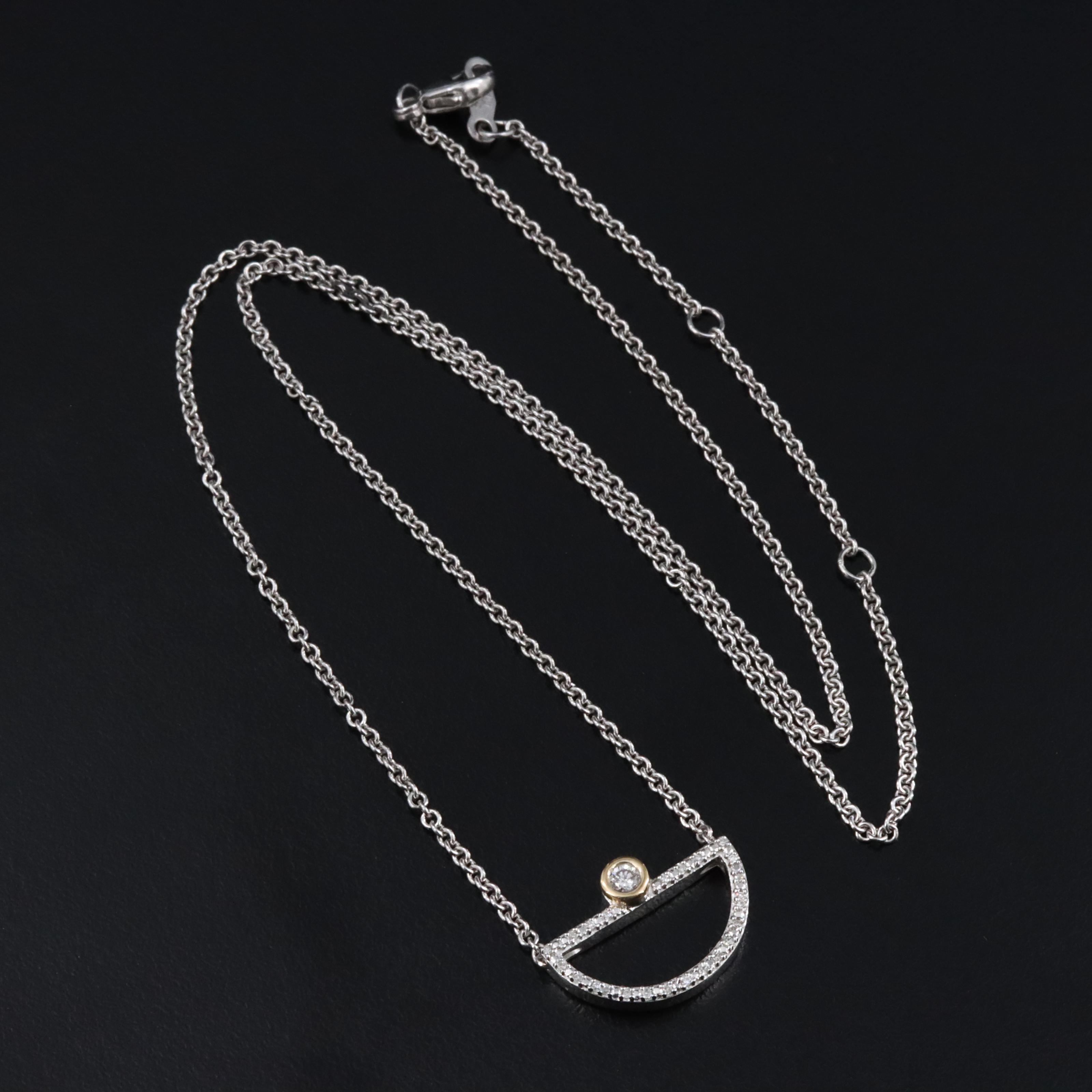 Sterling Diamond Pendant Necklace with 10K Accent