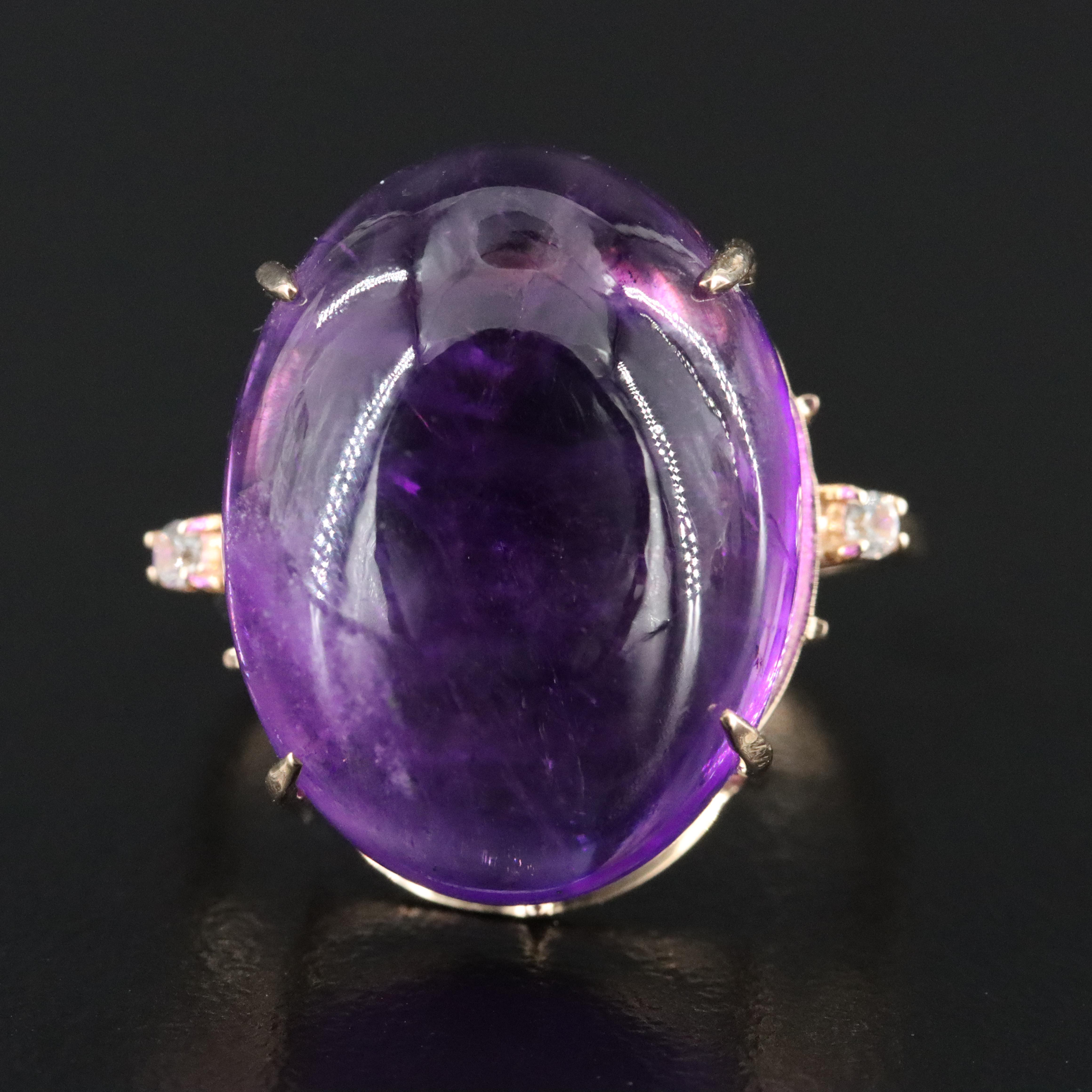 14K 23.25 CT Amethyst and White Sapphire Ring