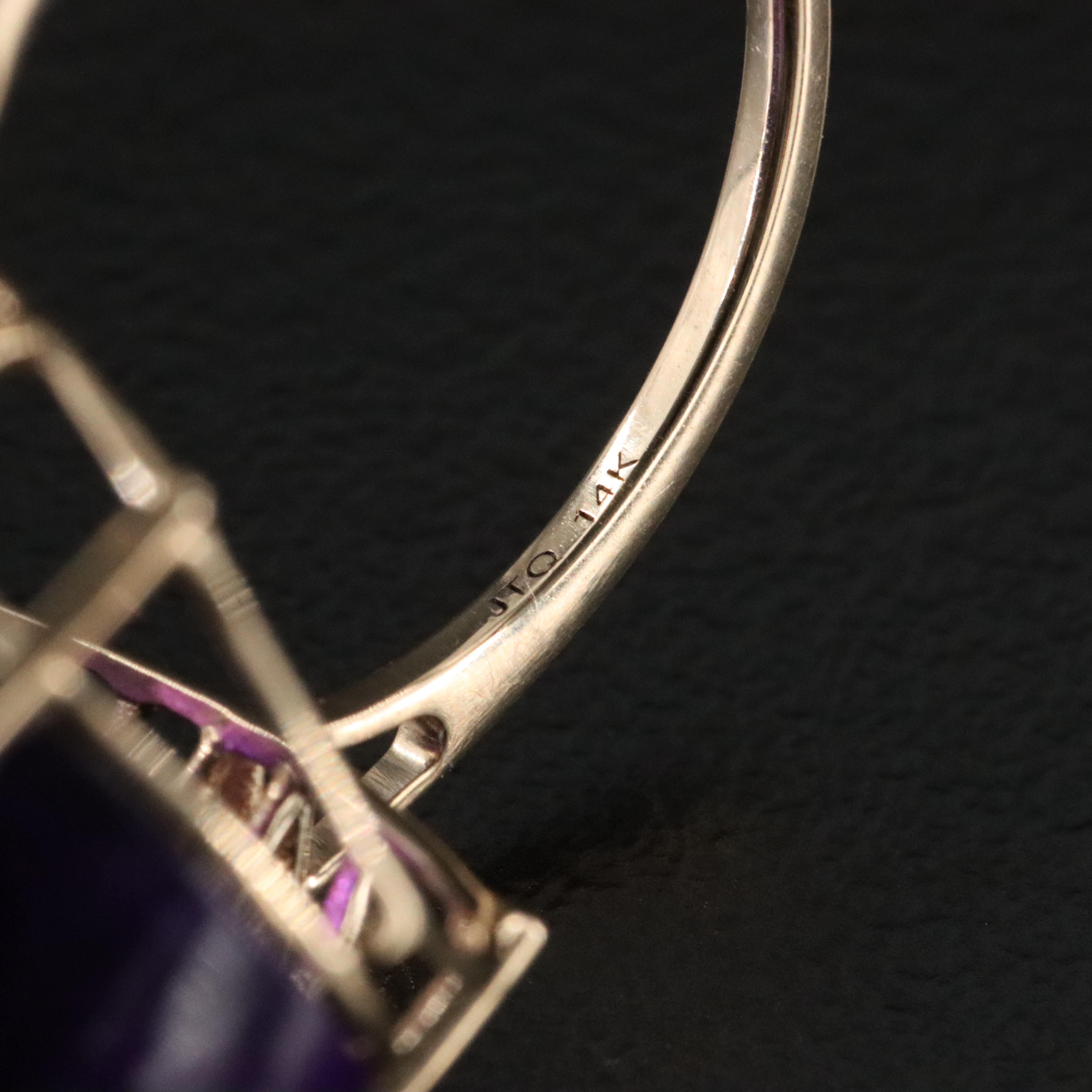 14K 23.25 CT Amethyst and White Sapphire Ring