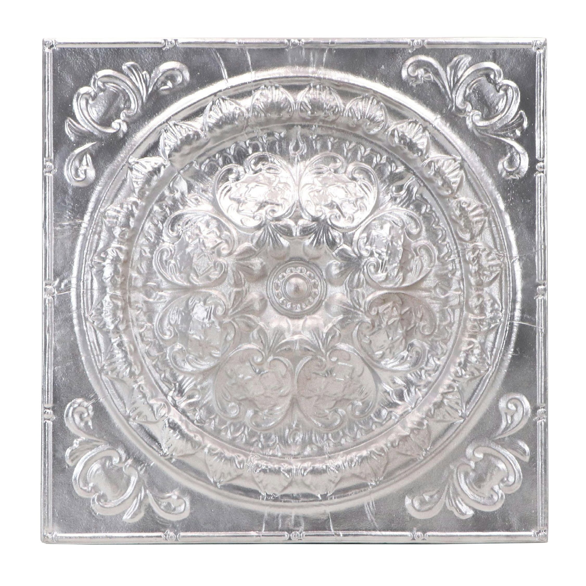 Hanging Metallic Painted Composite Relief with Medallion Design