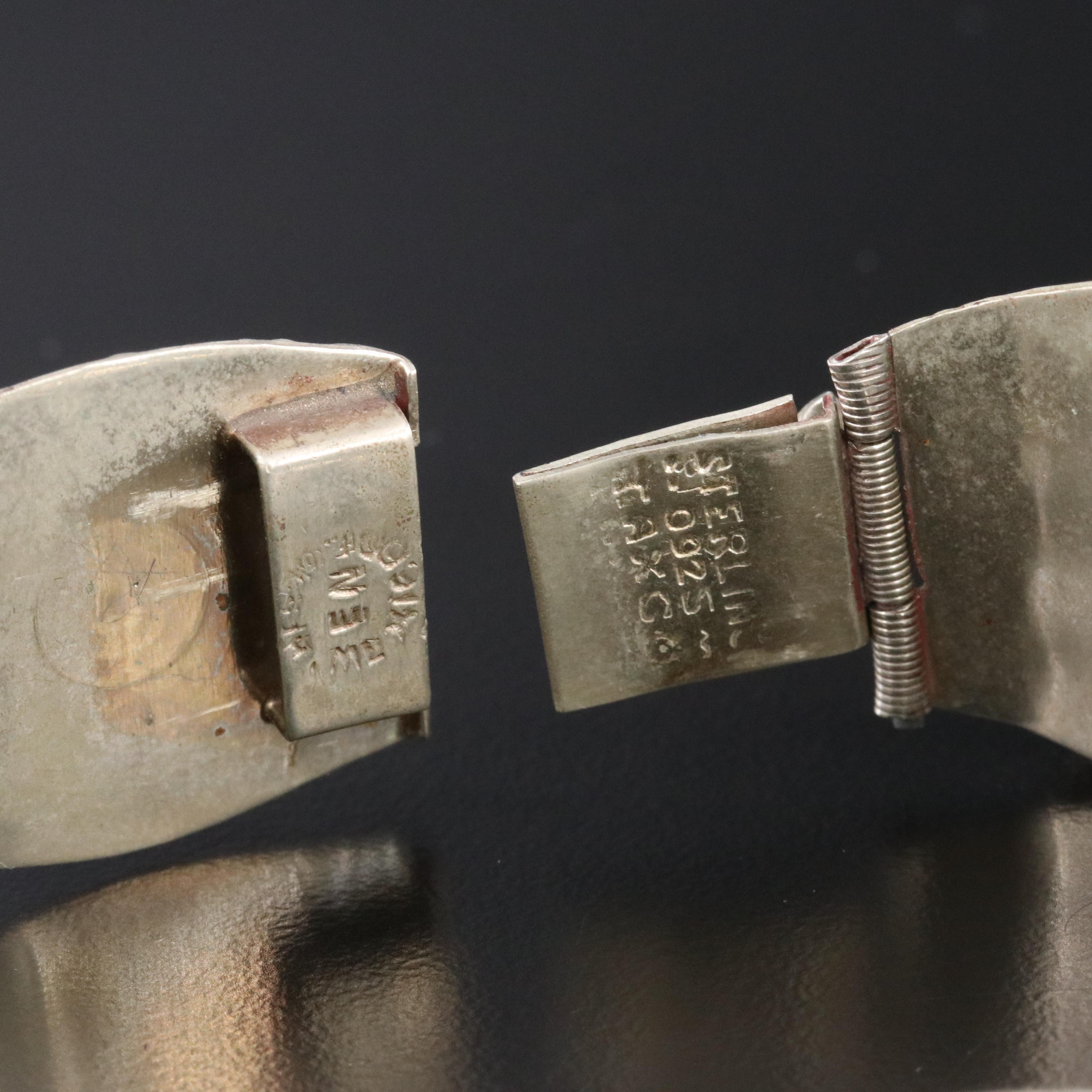 Taxco Sterling Glass Panel Bracelet