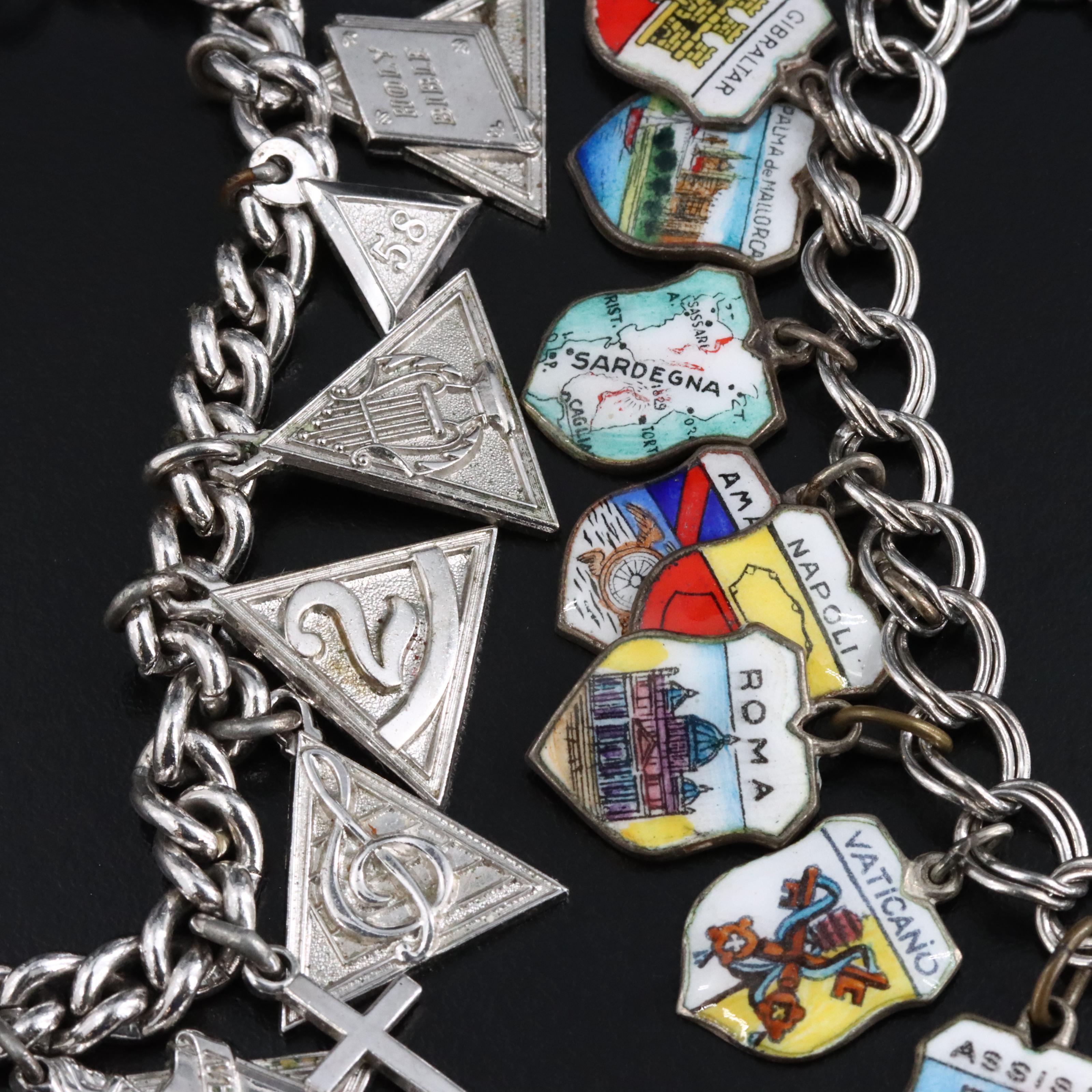 Vintage Sterling Travel Charm Bracelets