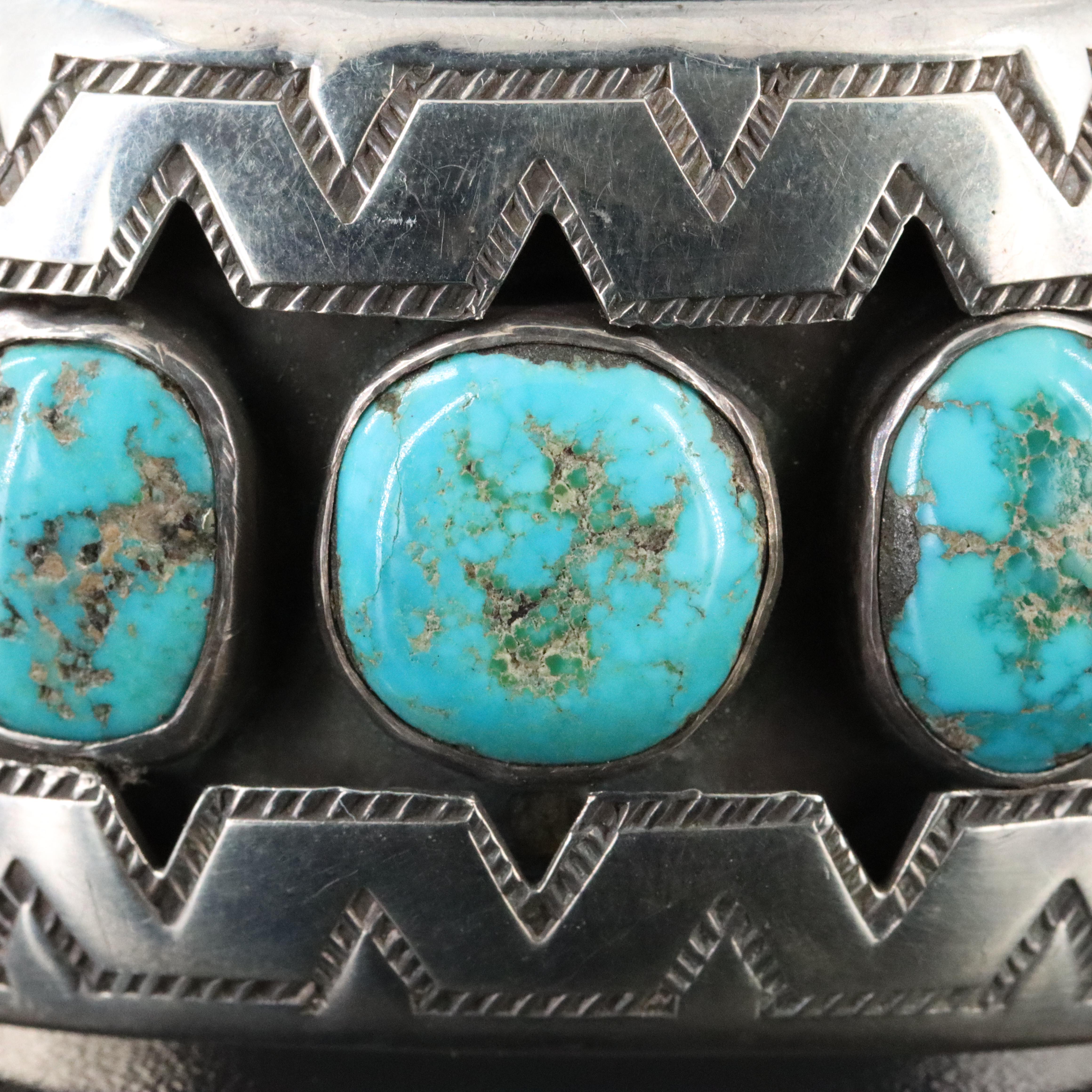Southwestern Sterling Turquoise Shadowbox Cuff