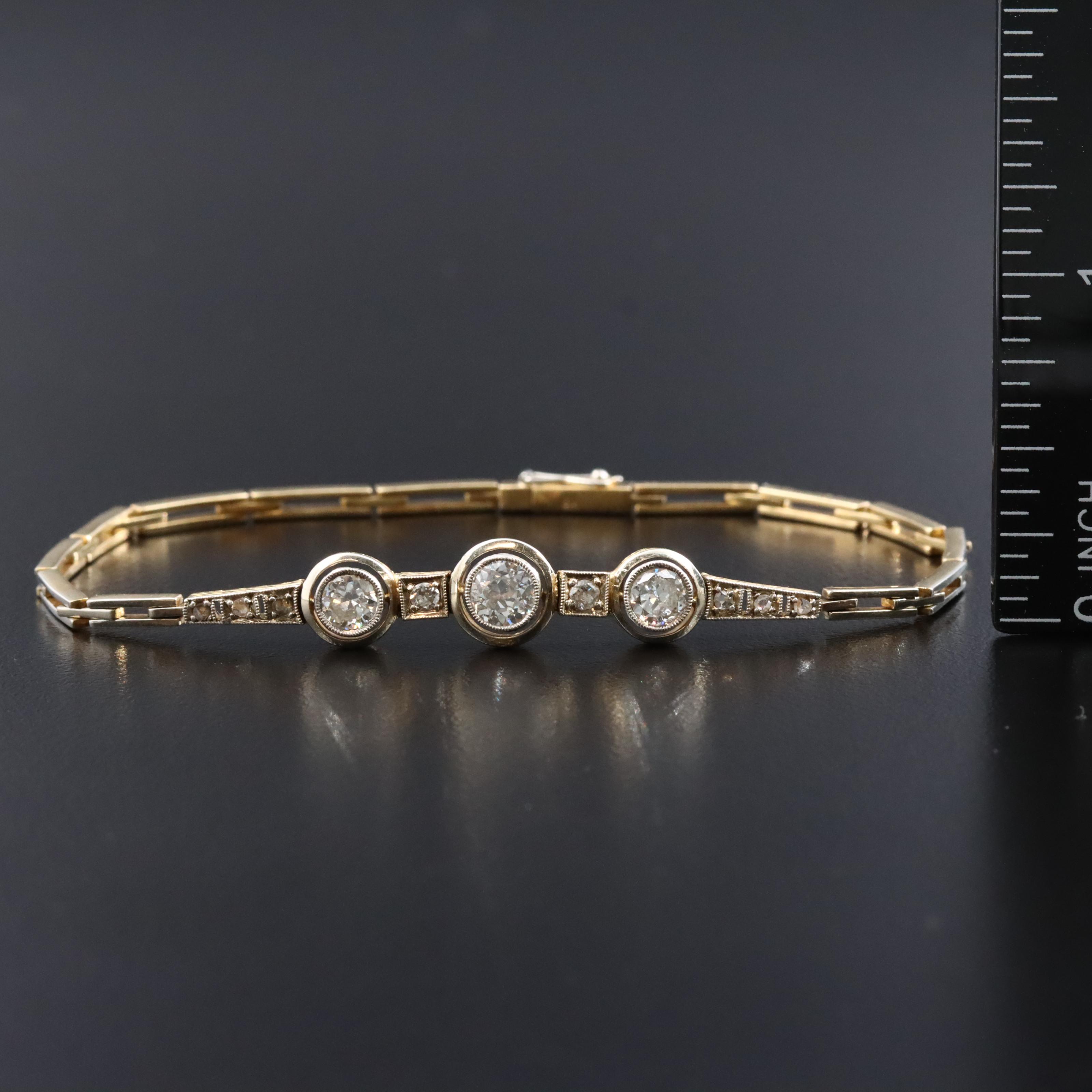 Art Deco 18K 1.09 CTW Diamond Bracelet with Platinum Accent