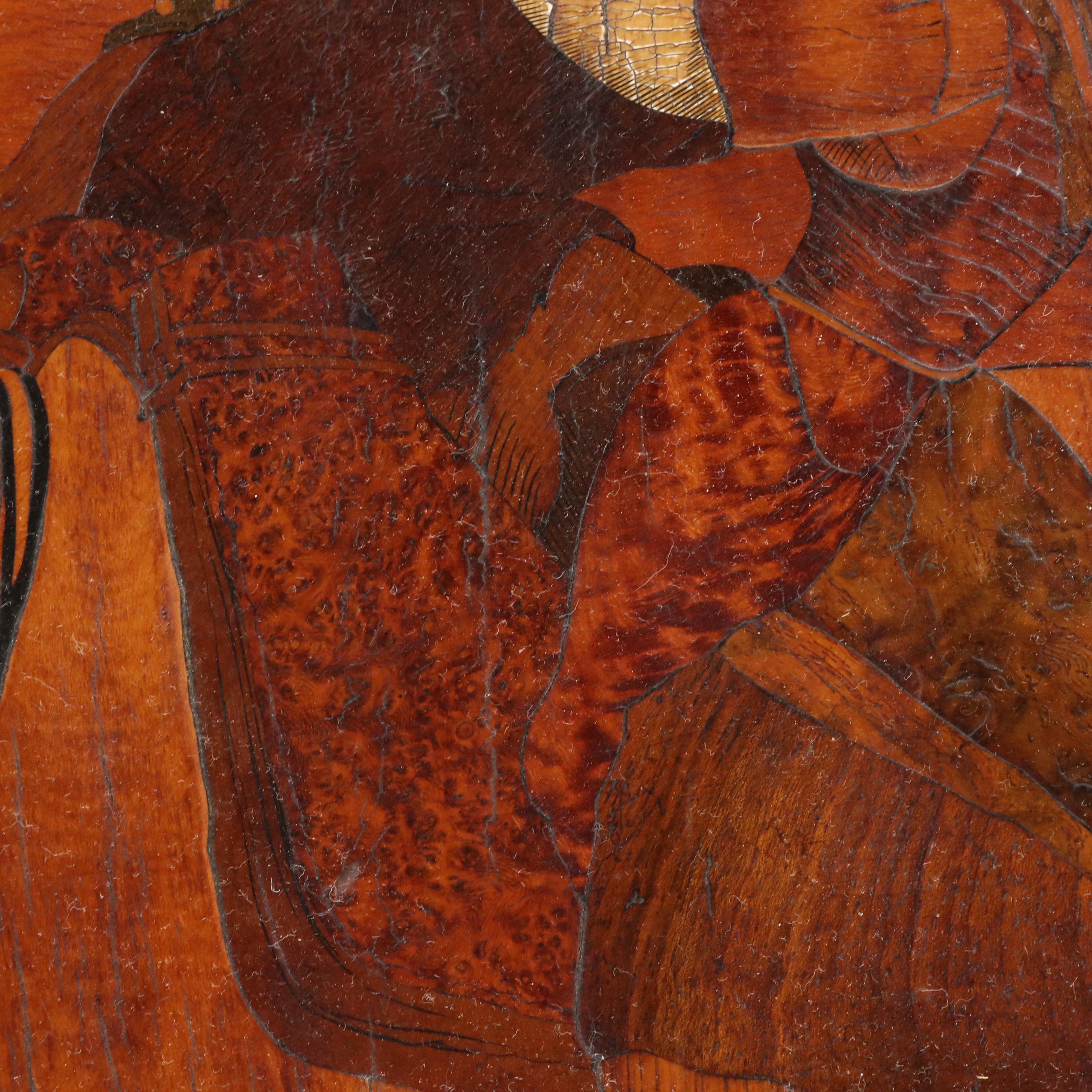 Inlay Marquetry Panels of Couple on Horseback and More