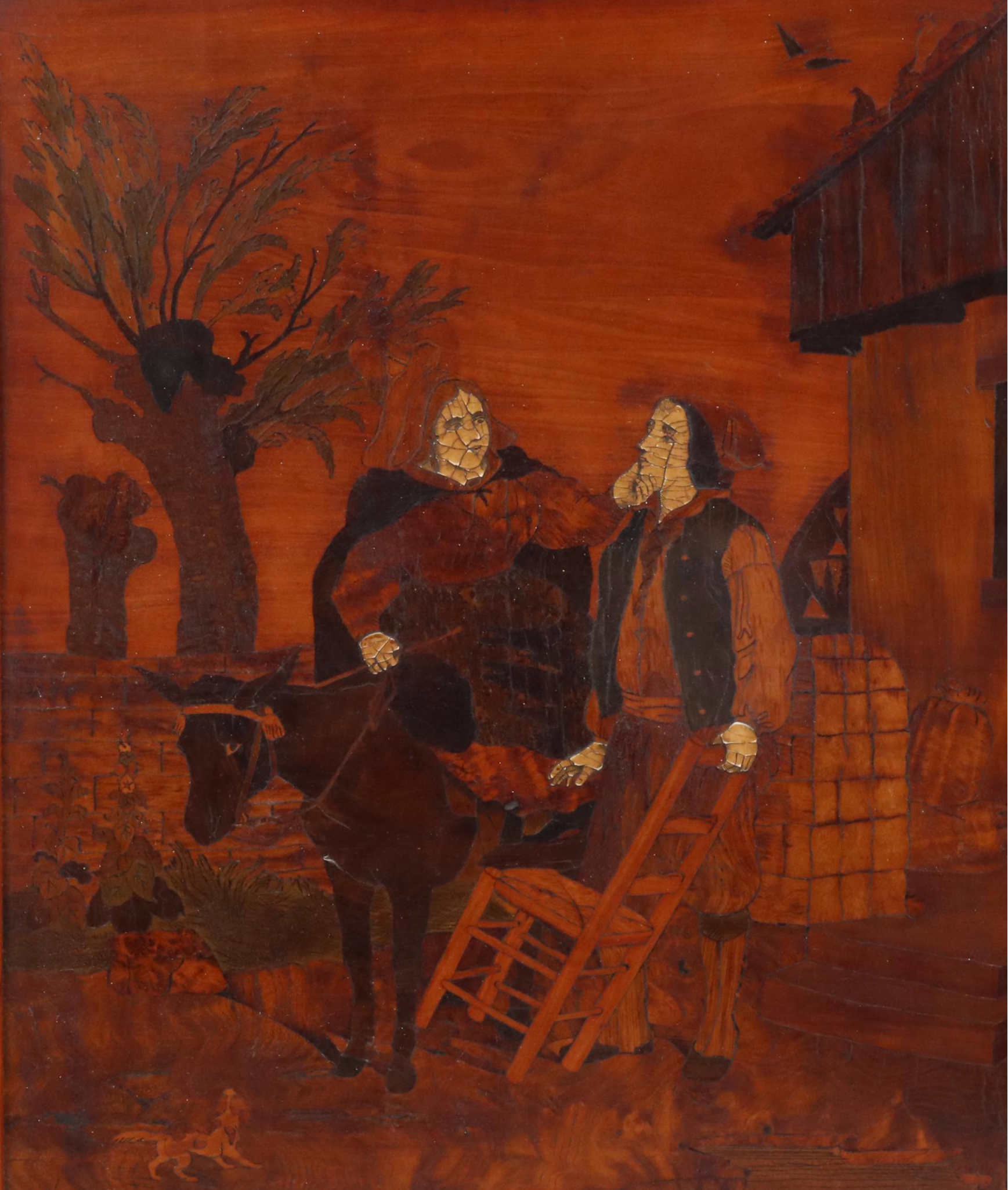 Inlay Marquetry Panels of Couple on Horseback and More