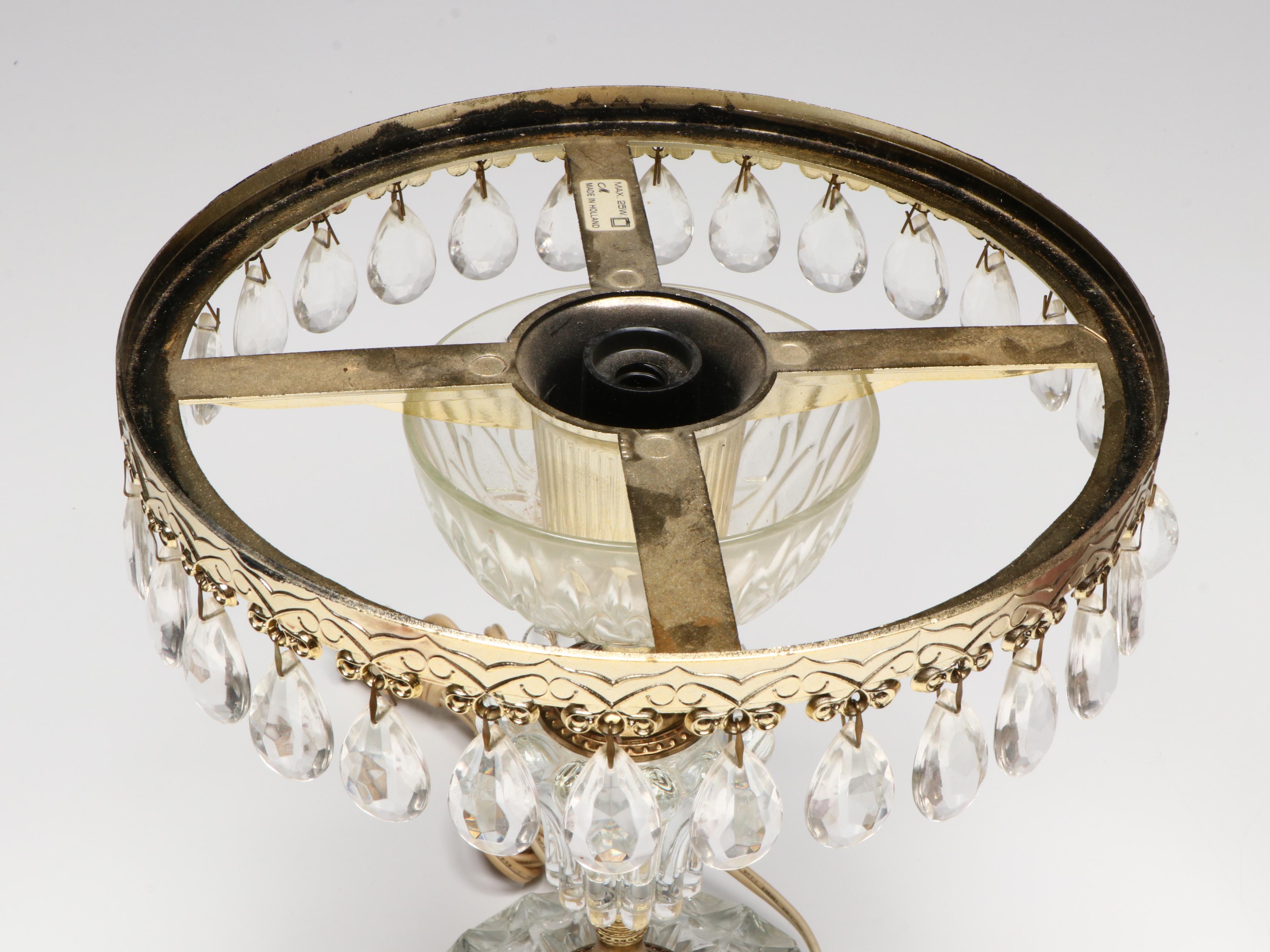 Michelotti Cranberry Pink Crystal Glass Boudoir Lamps