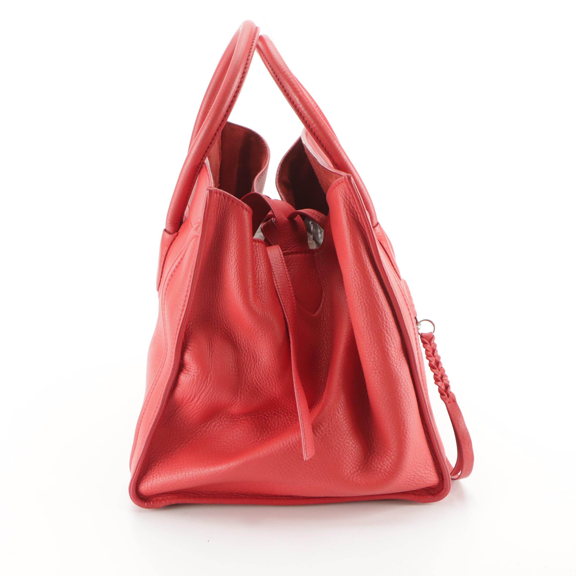 Céline Phantom Tote in Cherry Red Grained Leather