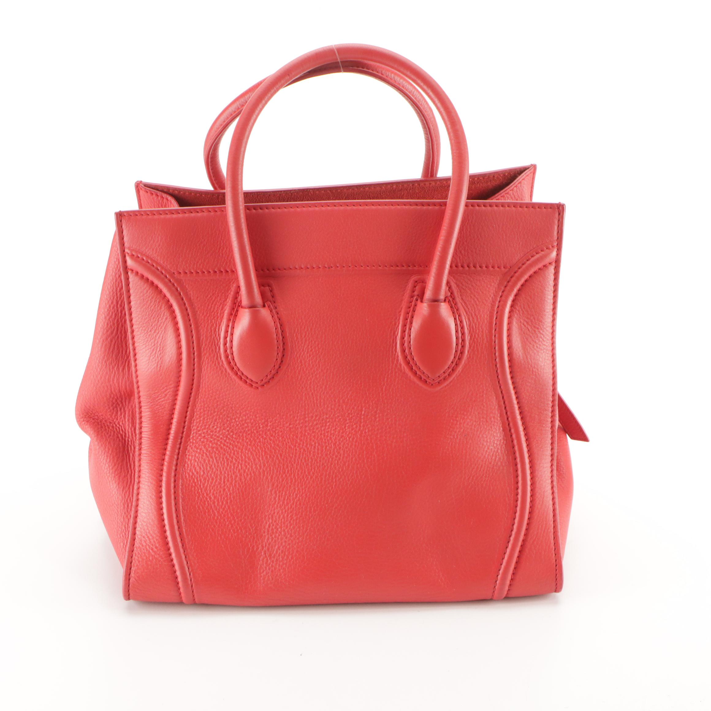 Céline Phantom Tote in Cherry Red Grained Leather
