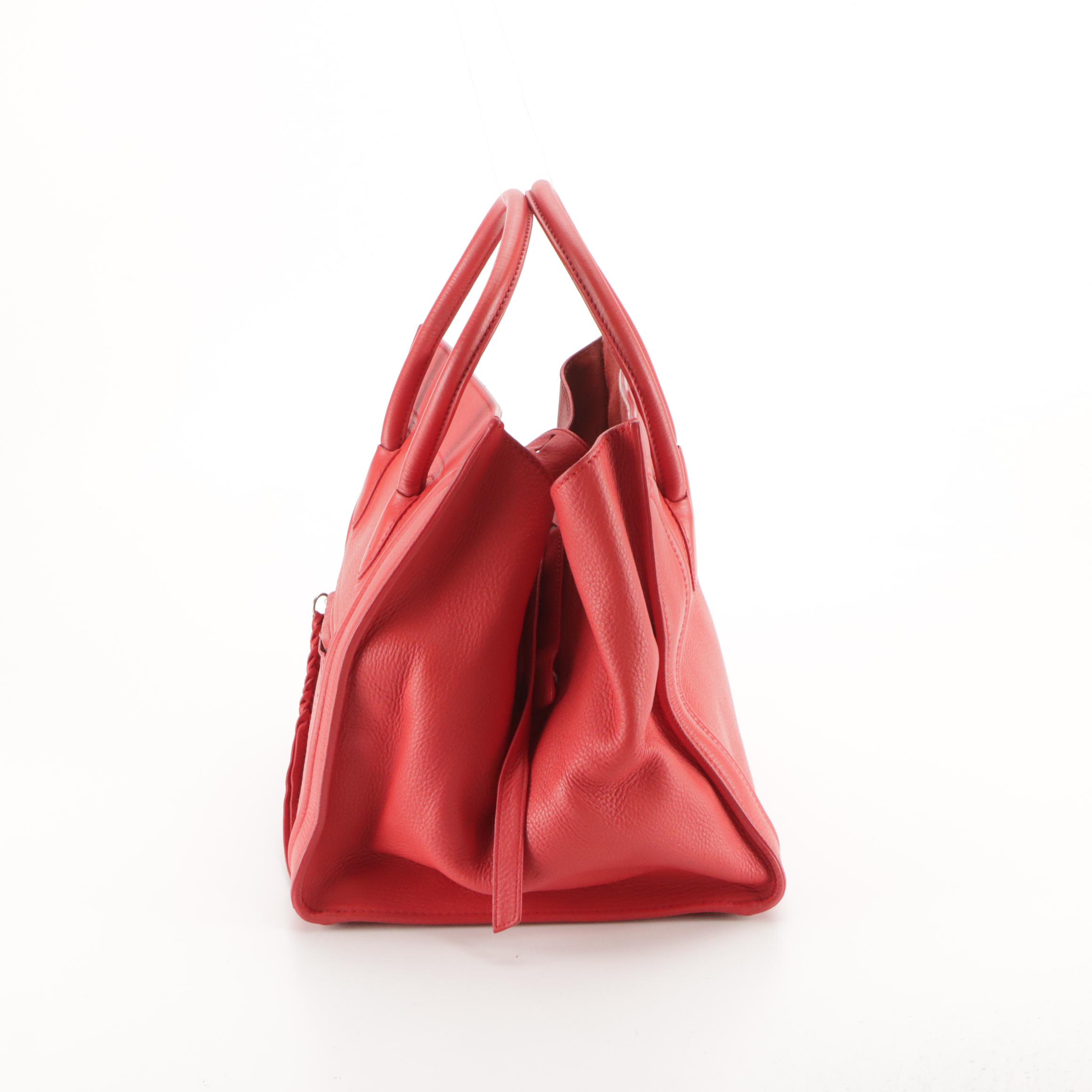 Céline Phantom Tote in Cherry Red Grained Leather