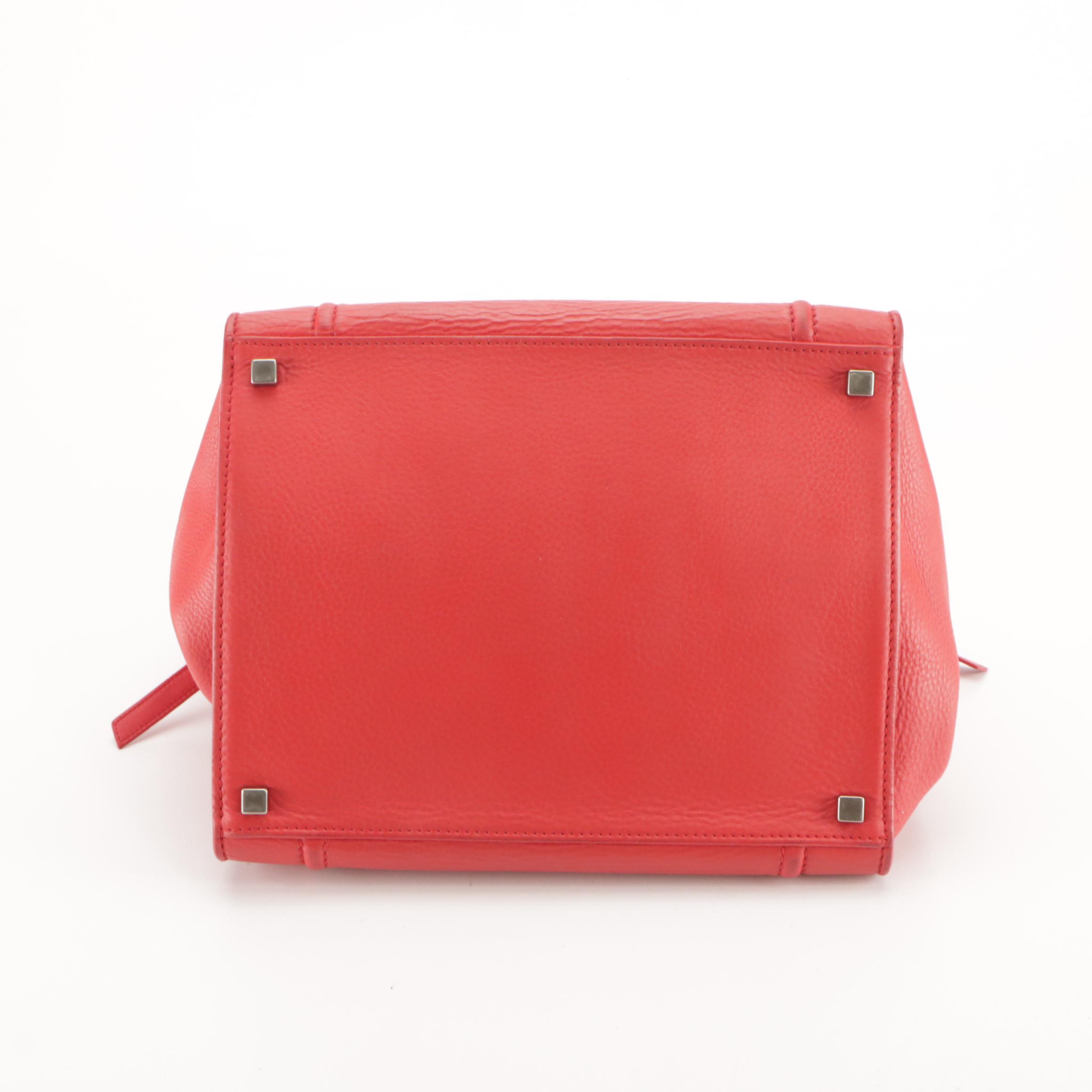 Céline Phantom Tote in Cherry Red Grained Leather