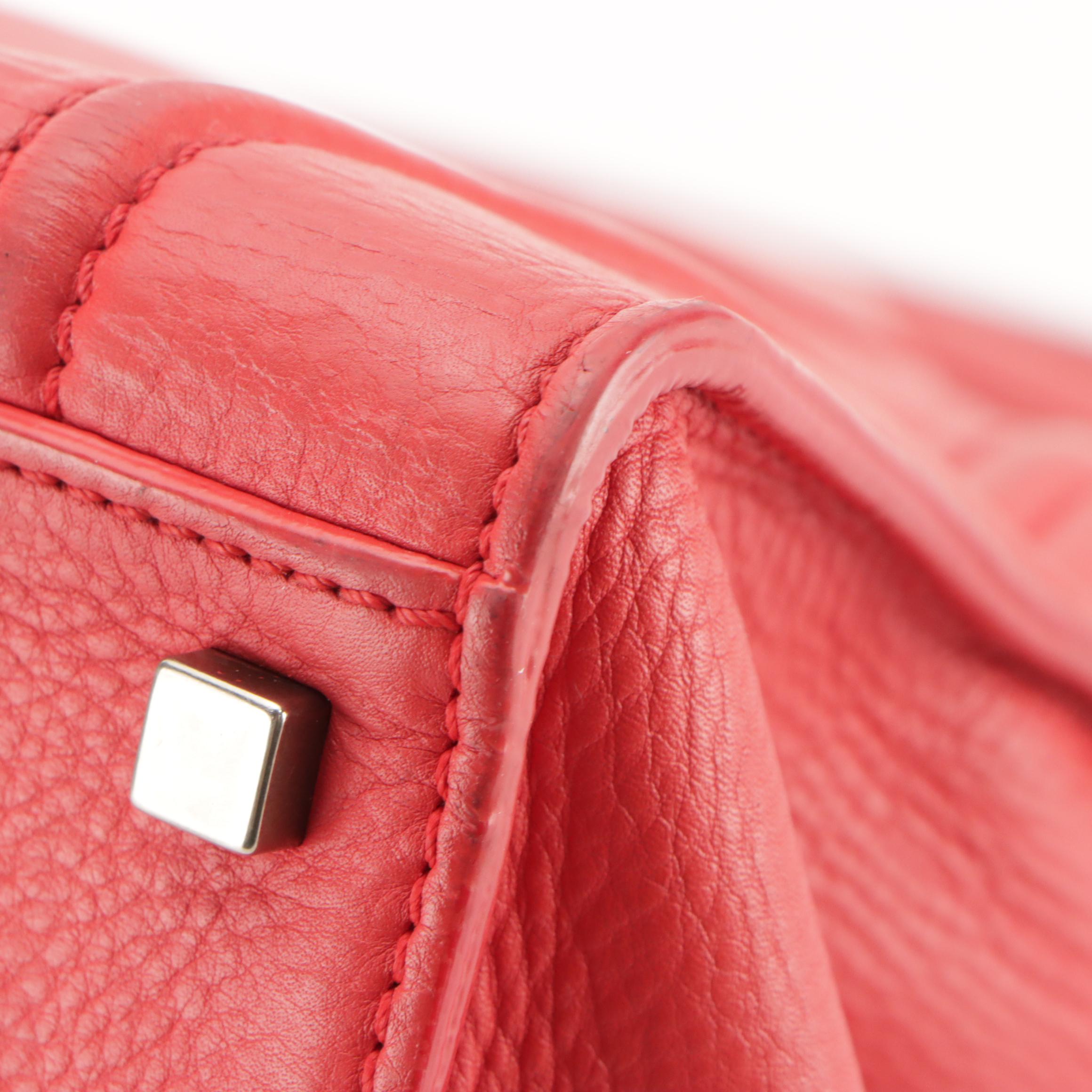 Céline Phantom Tote in Cherry Red Grained Leather