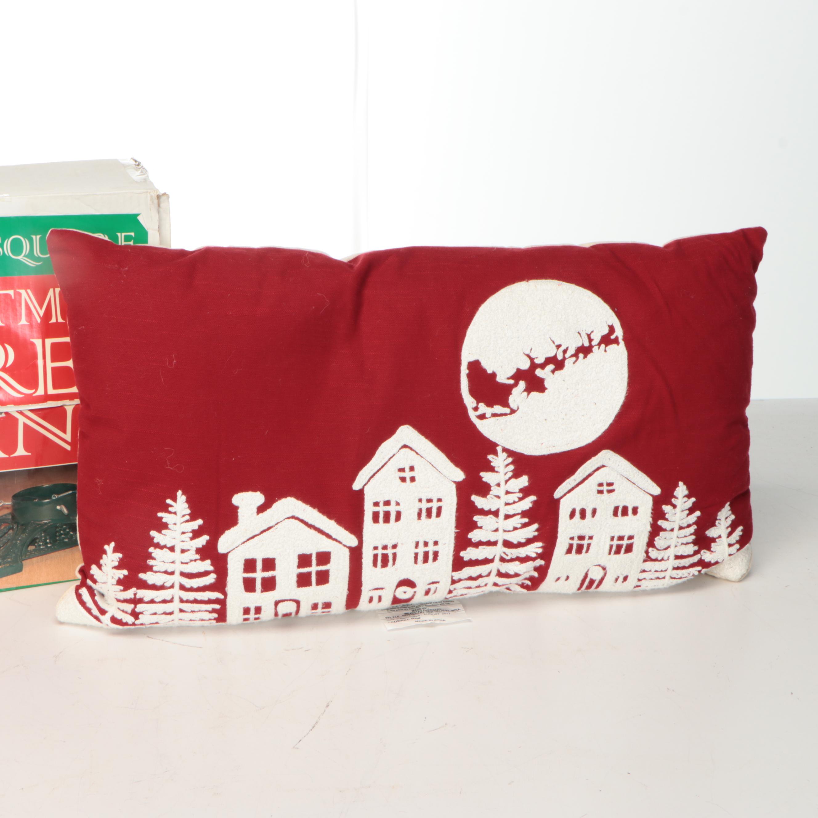 Snowflake Stocking Hooks with Stockings, Pillows and Christmas Tree Stand