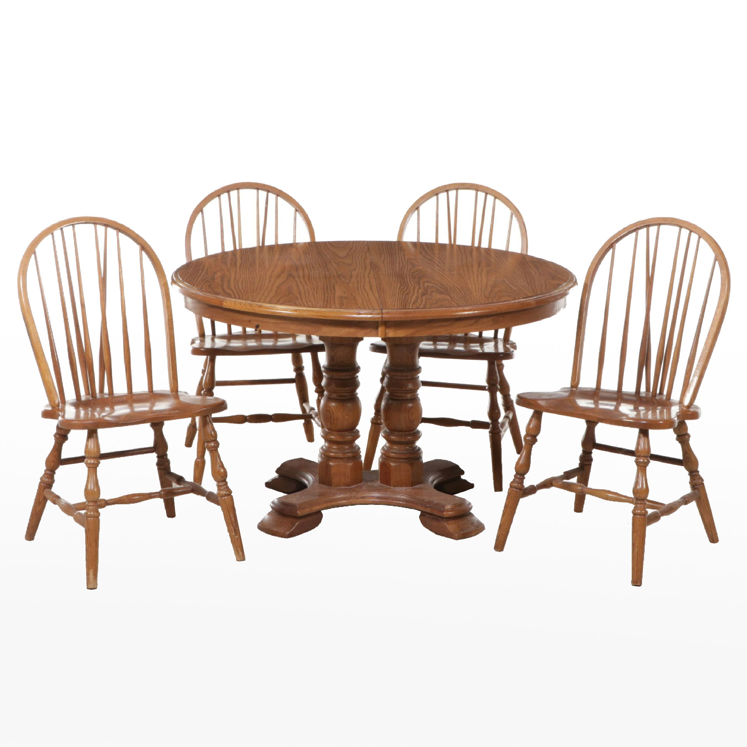 Cochrane Furniture "Hermitage House" Five-Piece Oak Dining Set, Late 20th C.