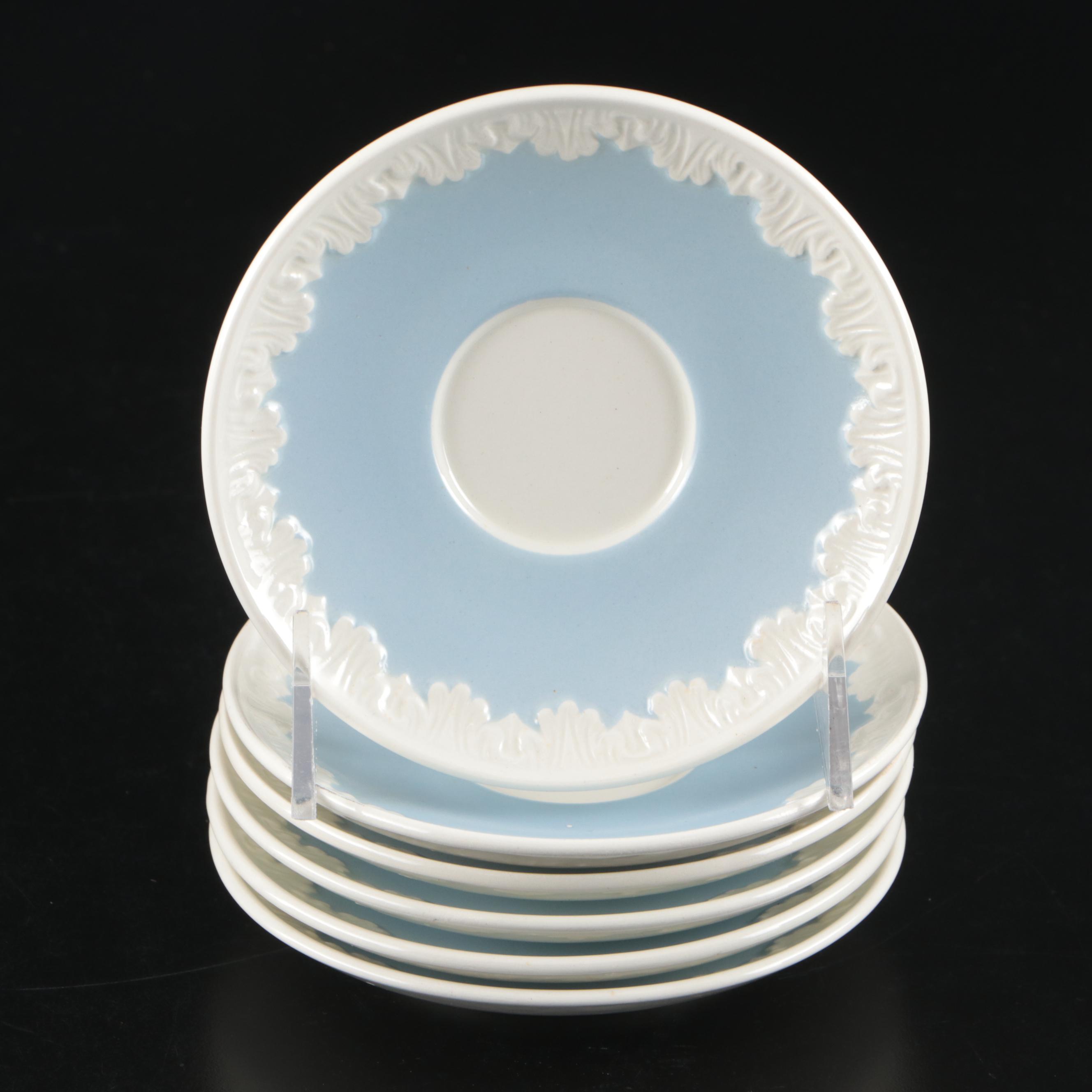 Wedgwood "Albion Corinthian Blue" Coffee Pot, Demitasse Cups and Saucers