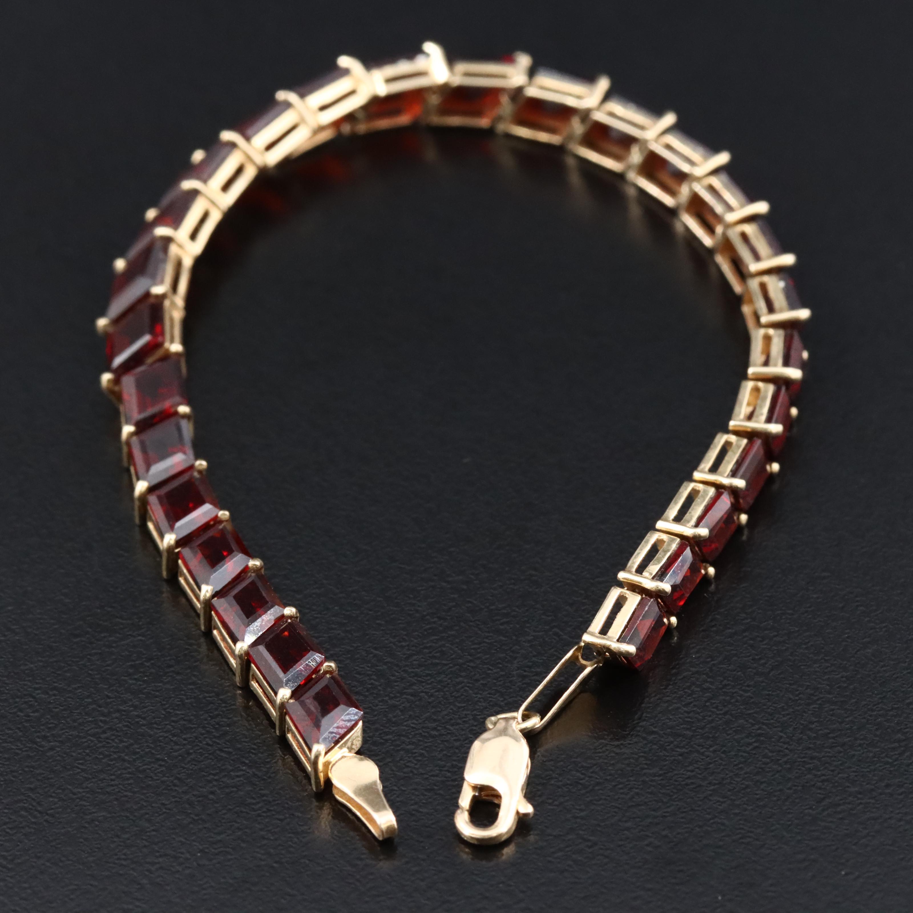 14K Garnet Line Bracelet