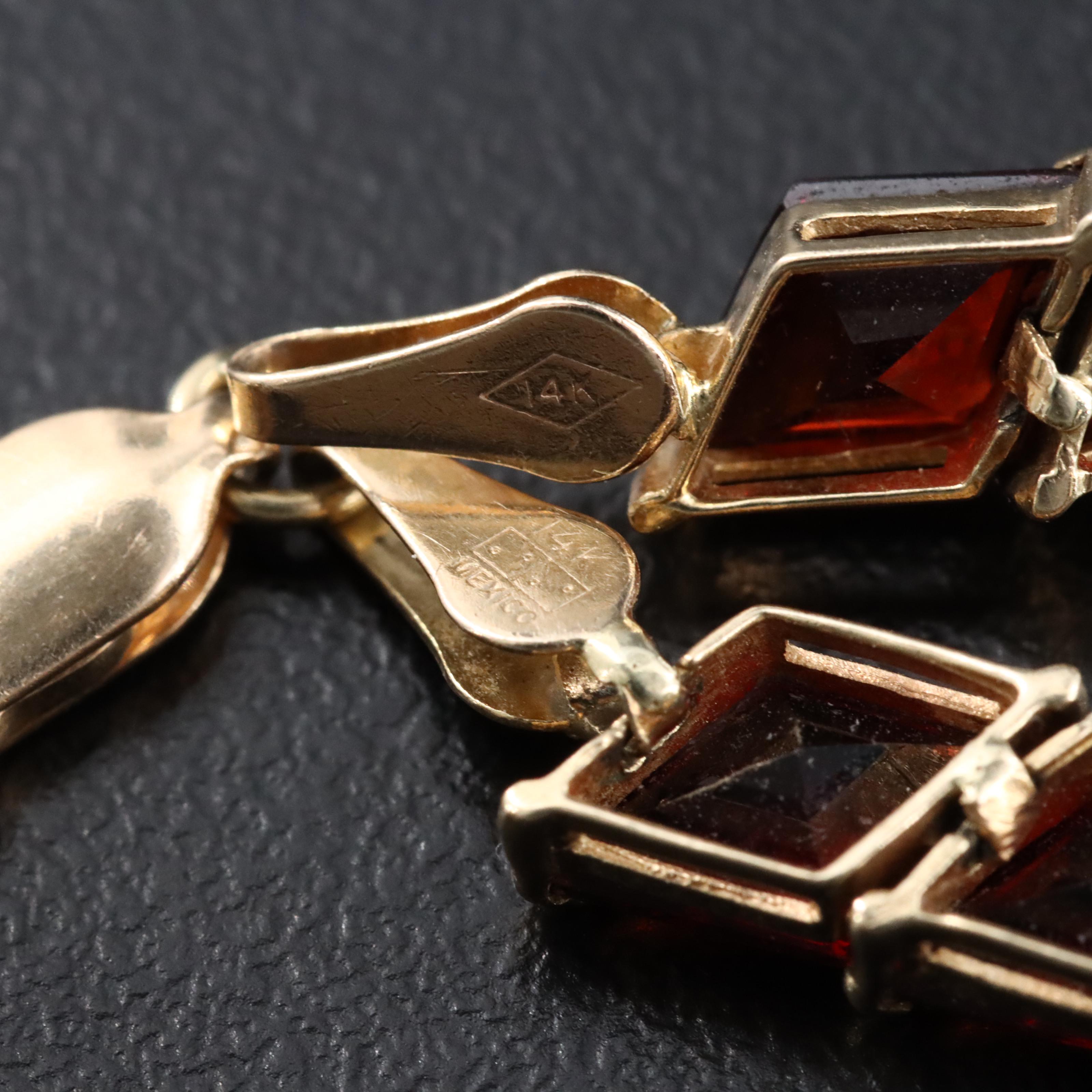 14K Garnet Line Bracelet