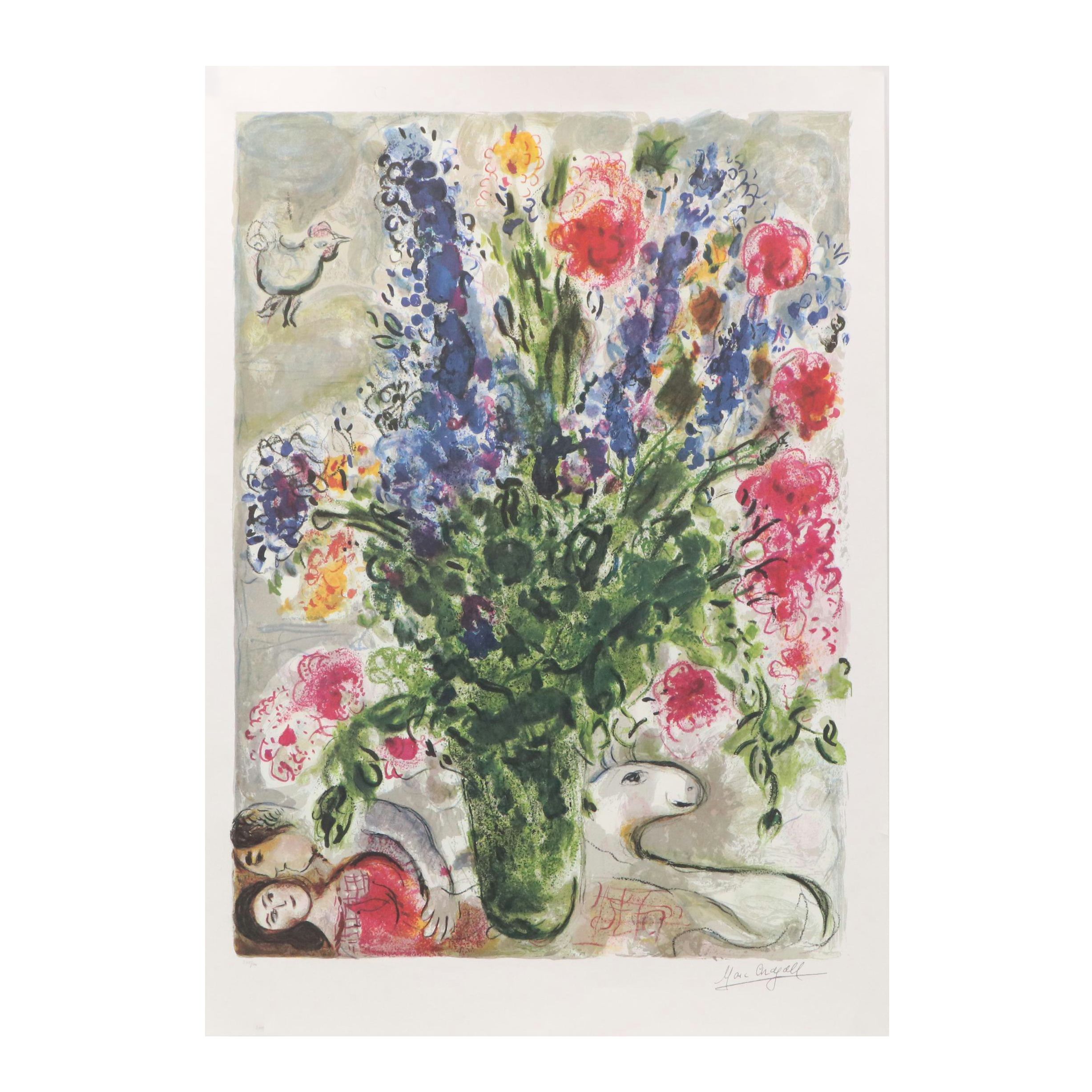 Offset Lithograph After Marc Chagall "Les Lupins Bleu," 2004