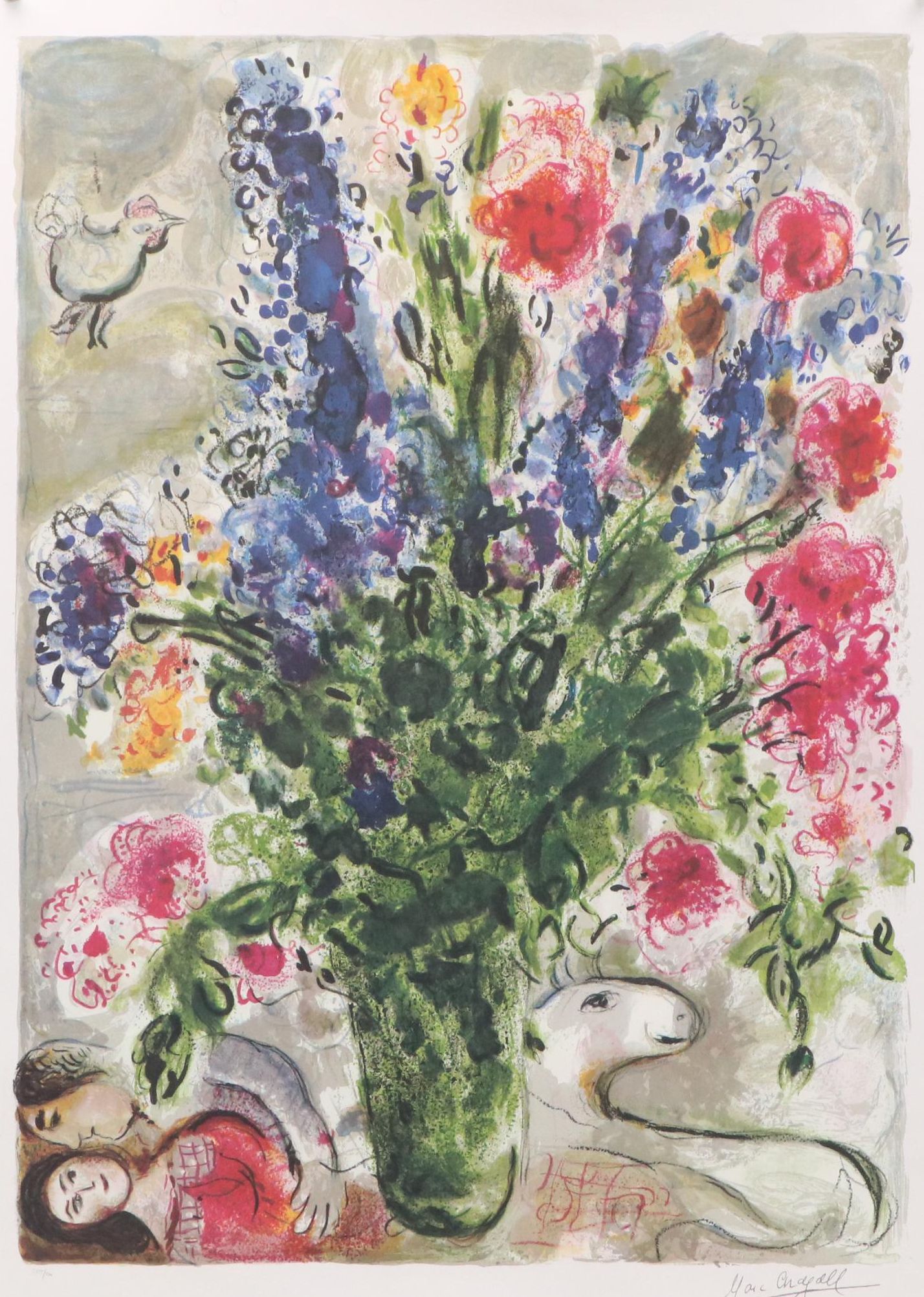 Offset Lithograph After Marc Chagall "Les Lupins Bleu," 2004
