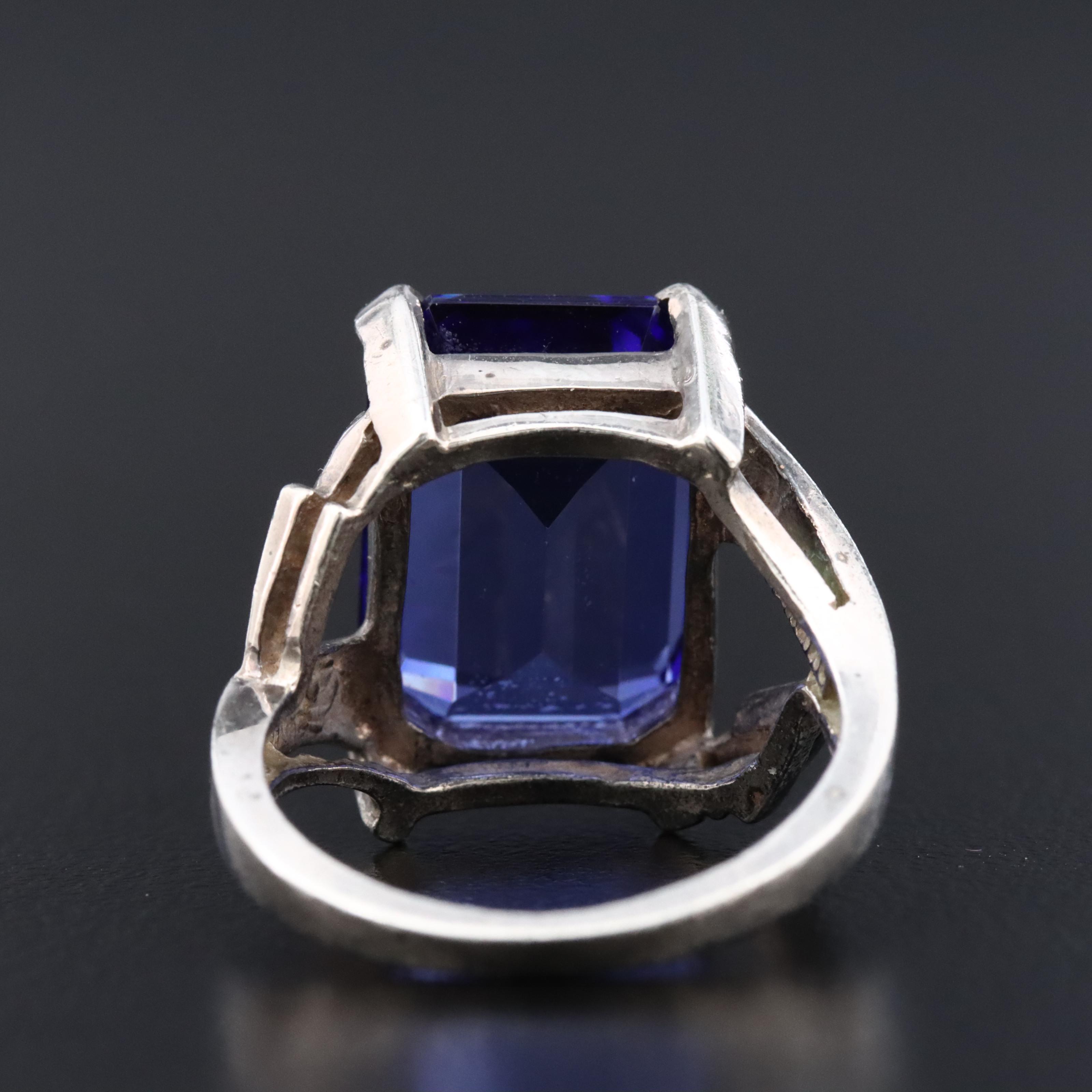 Vintage Sterling Spinel Triplet Ring