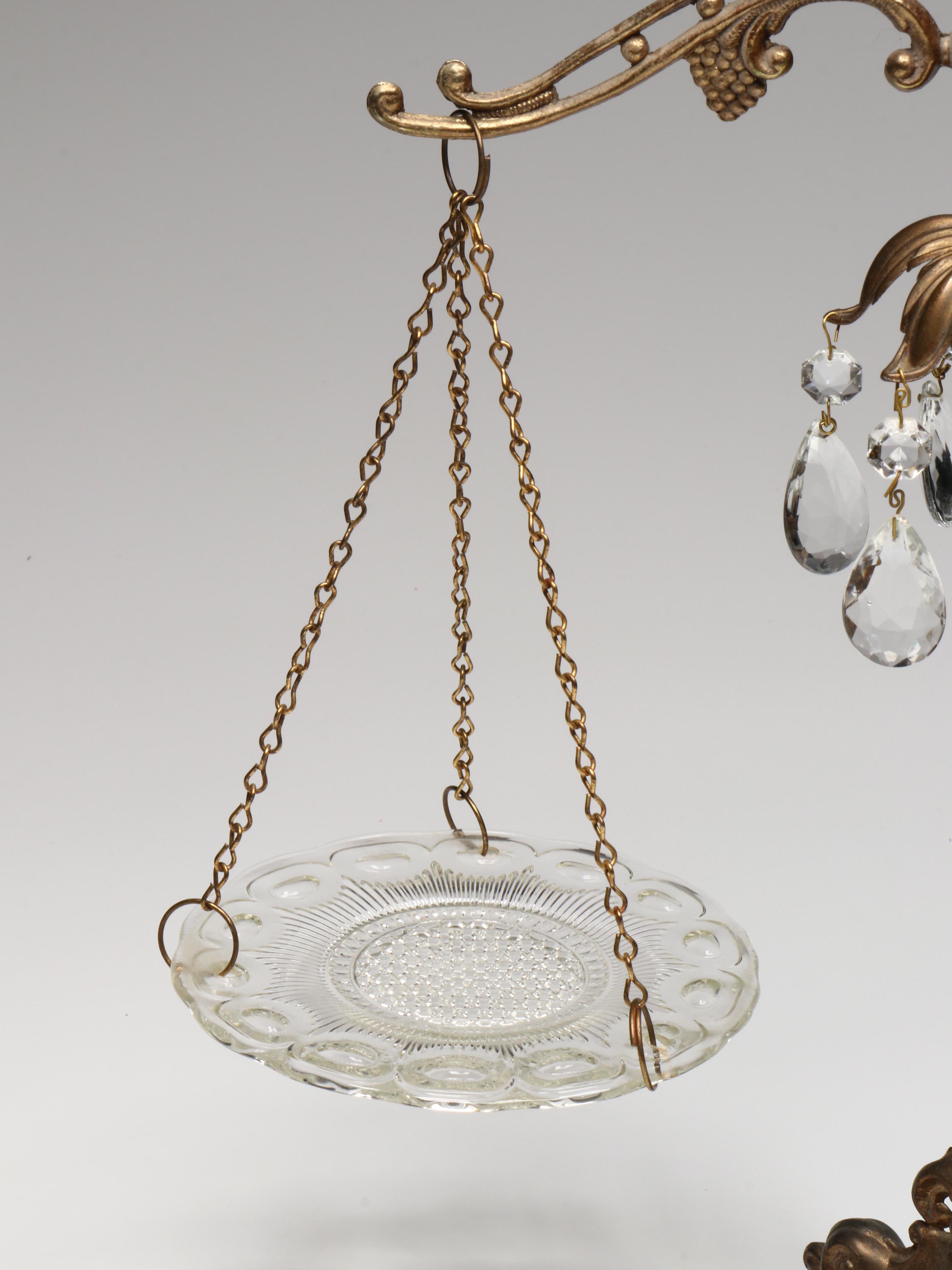 Hollywood Regency Style Cast Metal Scales of Justice and Candlesticks