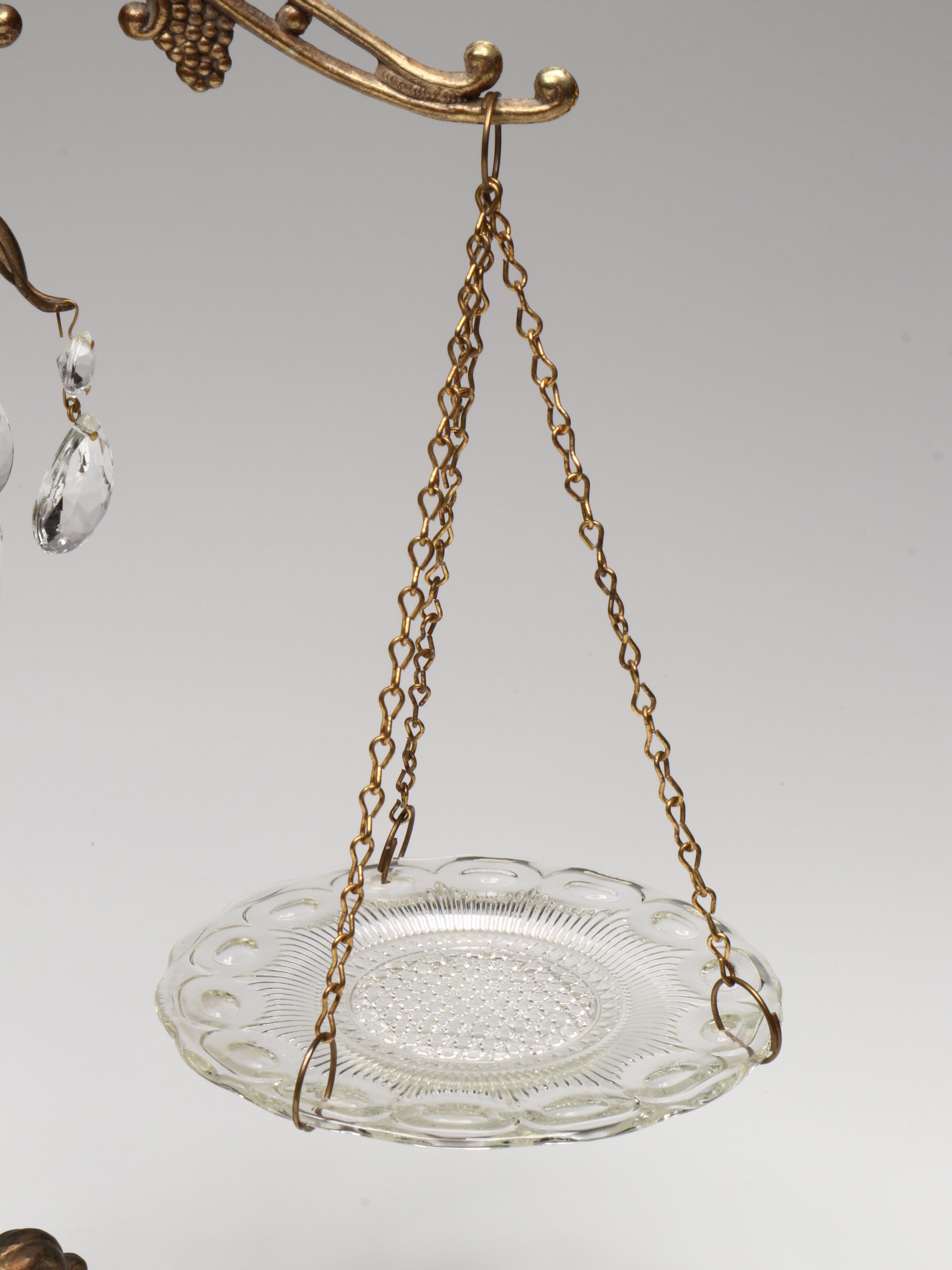 Hollywood Regency Style Cast Metal Scales of Justice and Candlesticks