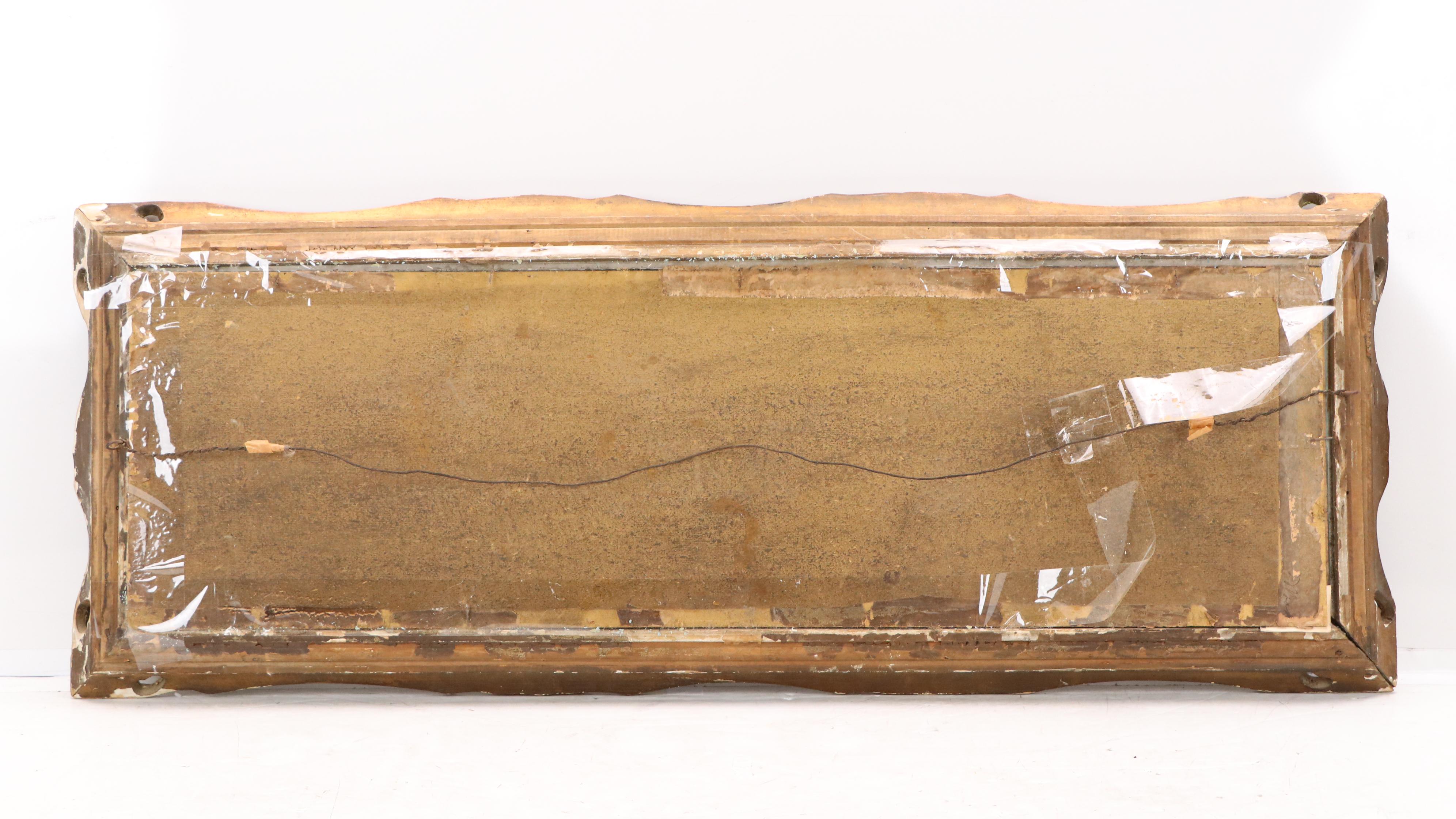 Reverse Glass Painting of Panoramic Landscape with Lighthouses, 20th Century