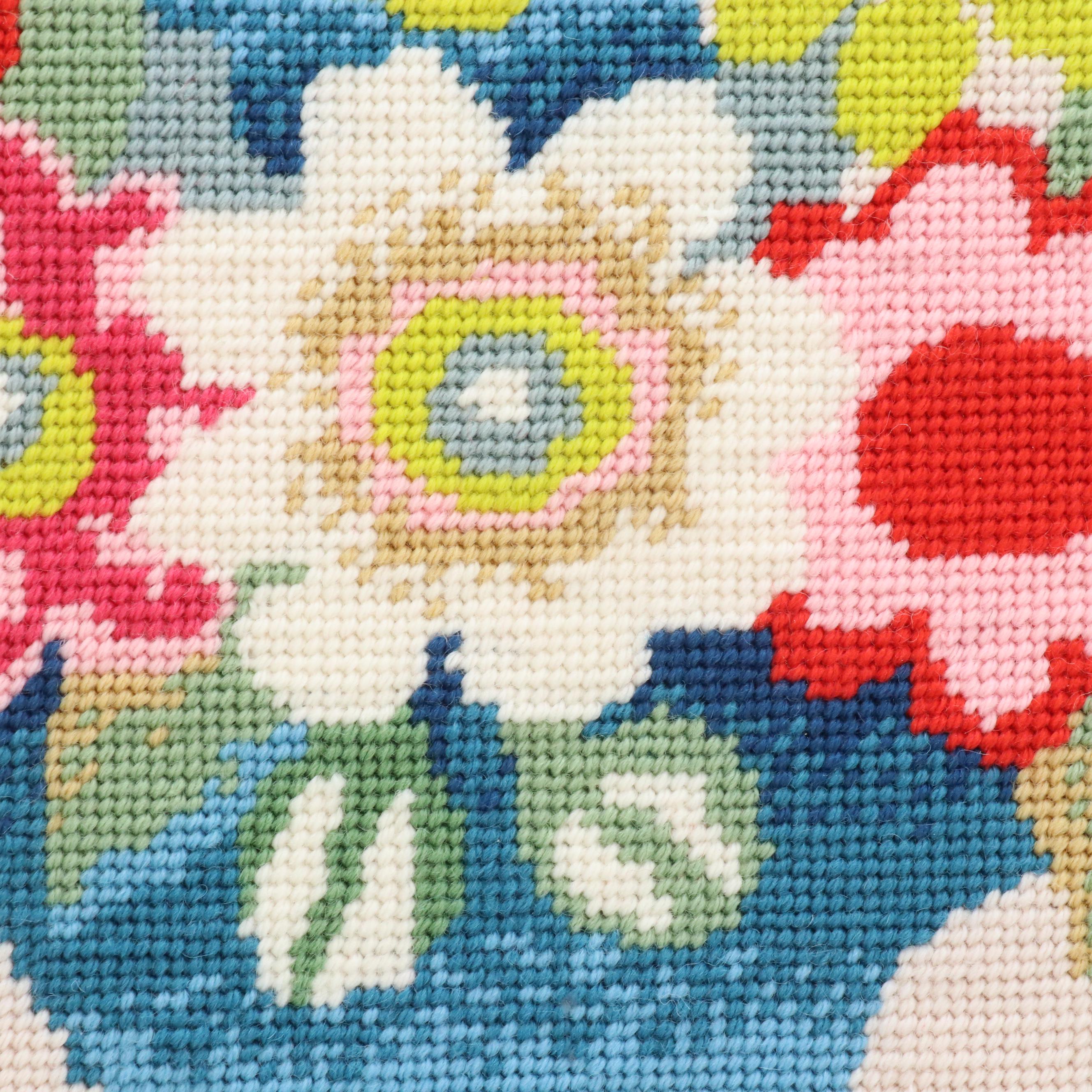 Kathleen Graf Needlepoint "Baltimore Bowl" & "Baltimore Urn" by Kaffe Fasset