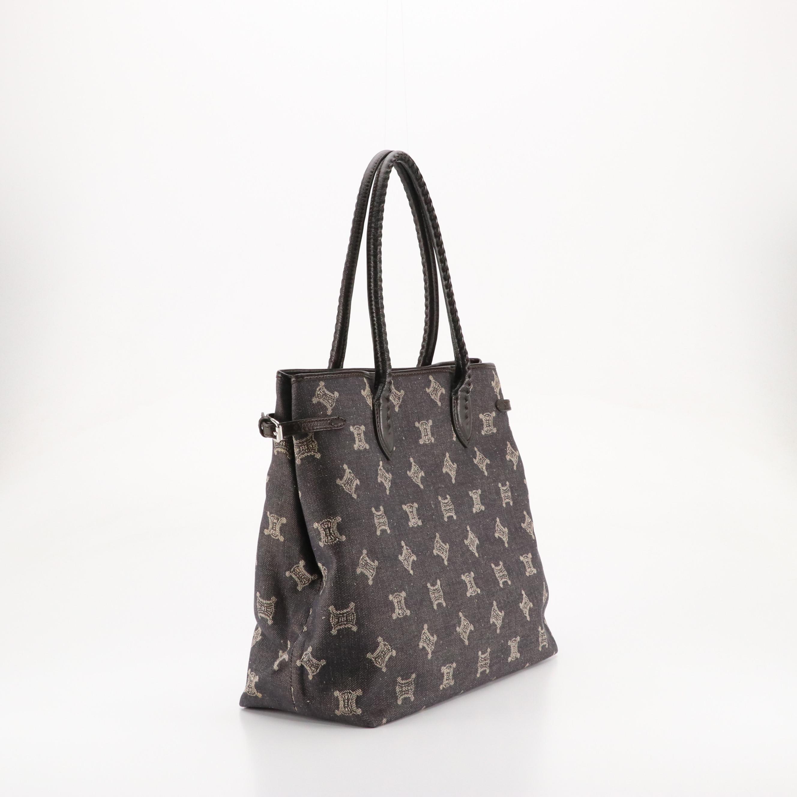 Celine Horizontal Shopping Tote in Tossed Triomphe Print Raw Denim, With Tags