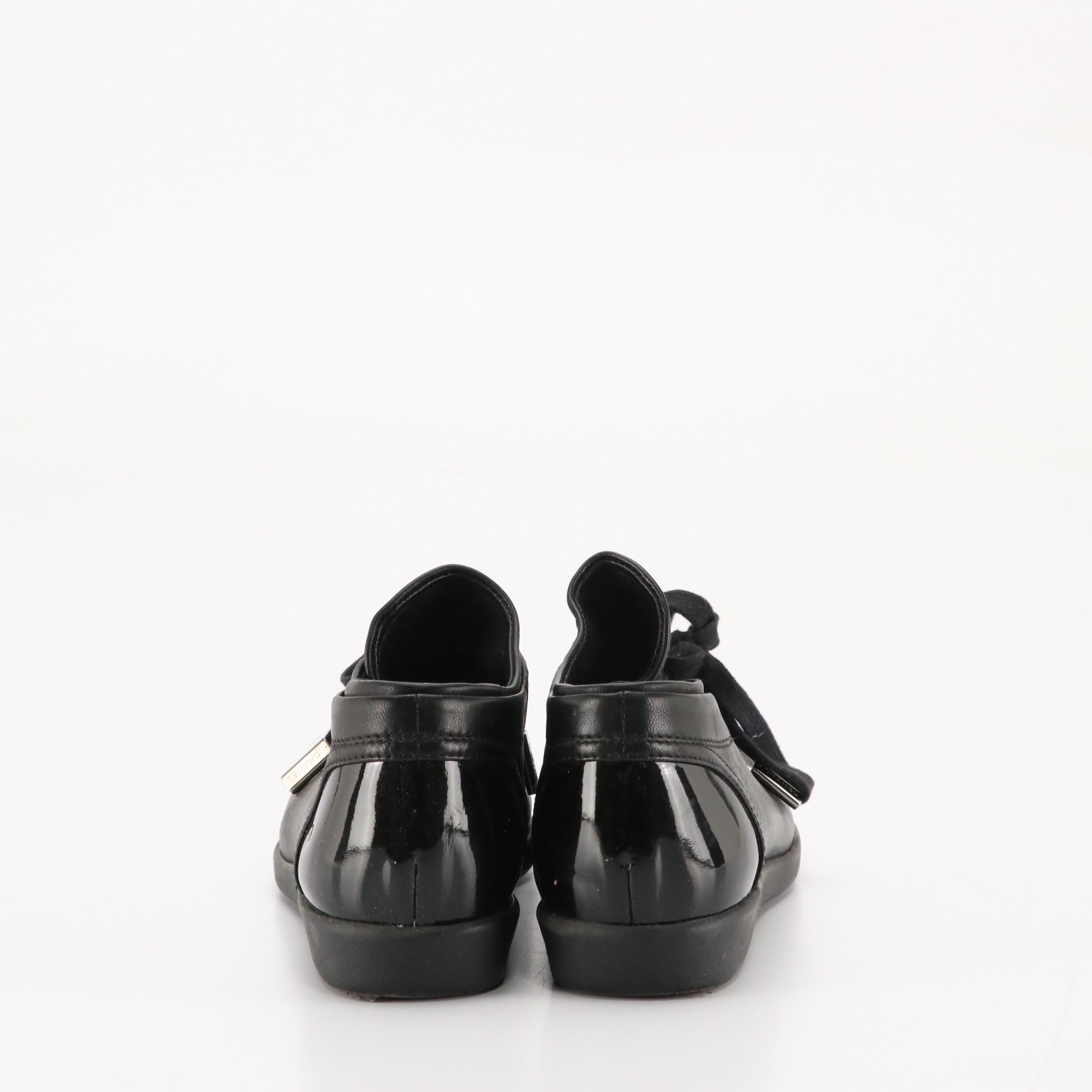 Chanel CC Black Lambskin Leather and Patent Leather Lace-Up Cap Toe Sneakers