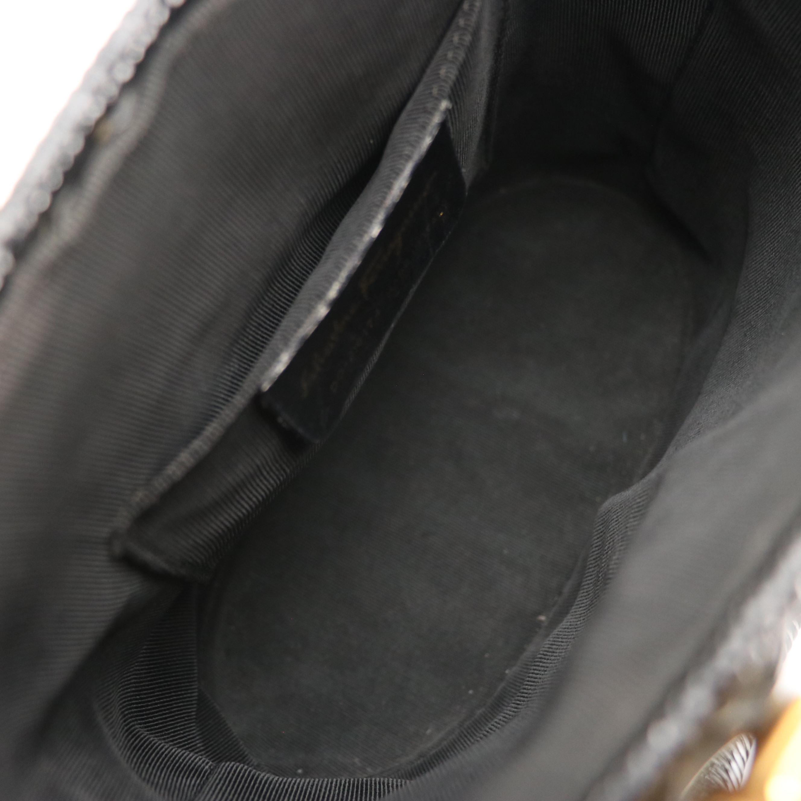 Salvatore Ferragamo Black Wicker Basket Handbag with Gancini Hardware