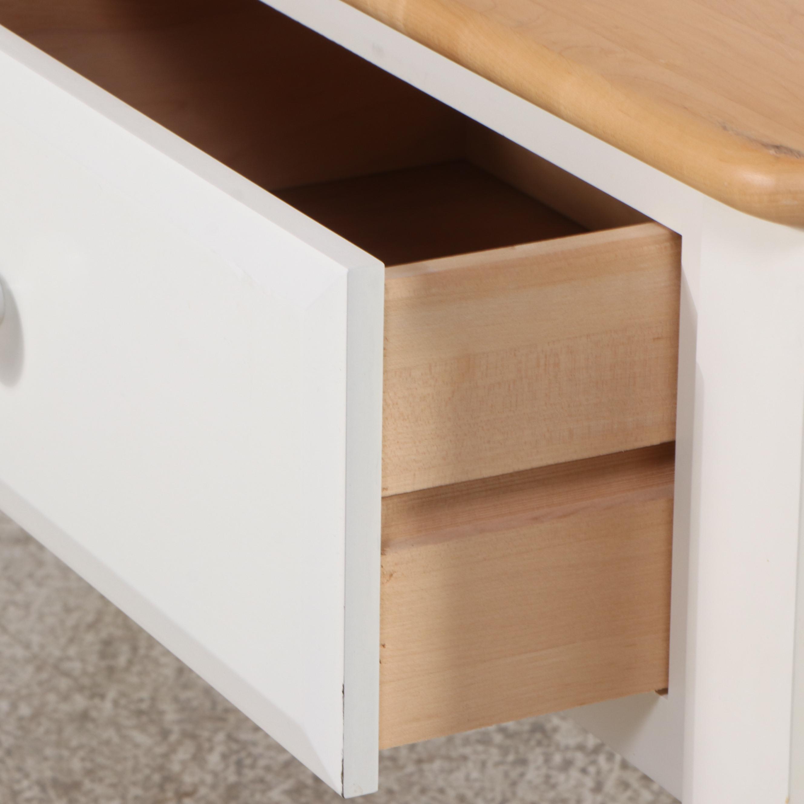 Shaker Style Natural Wood and Painted Hutch