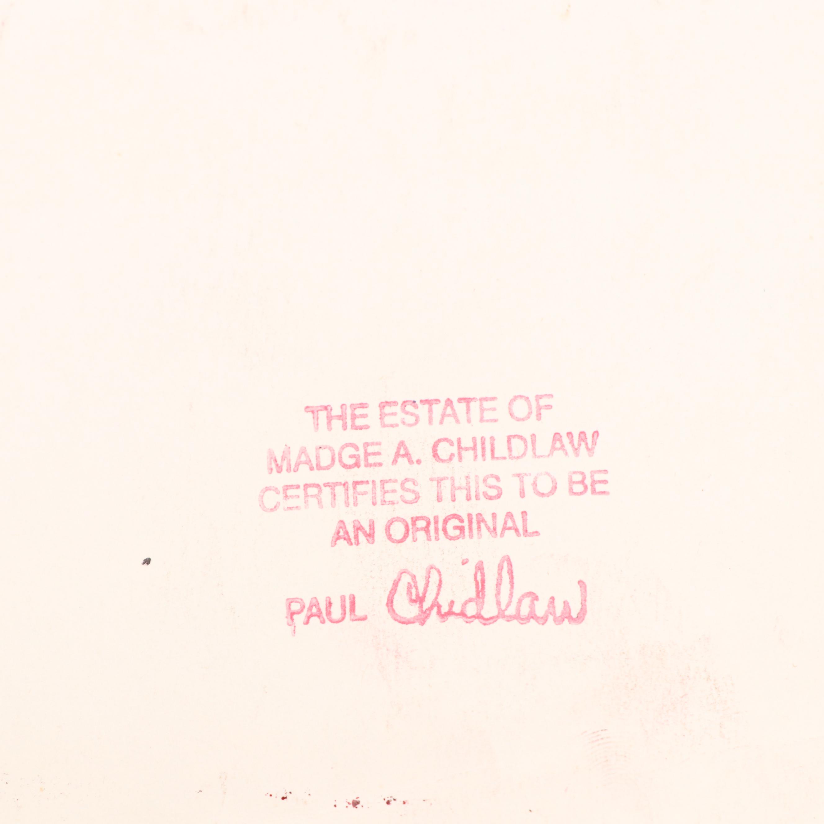 Paul Chidlaw Abstract Color Lithograph with Black and Red Forms, 20th Century