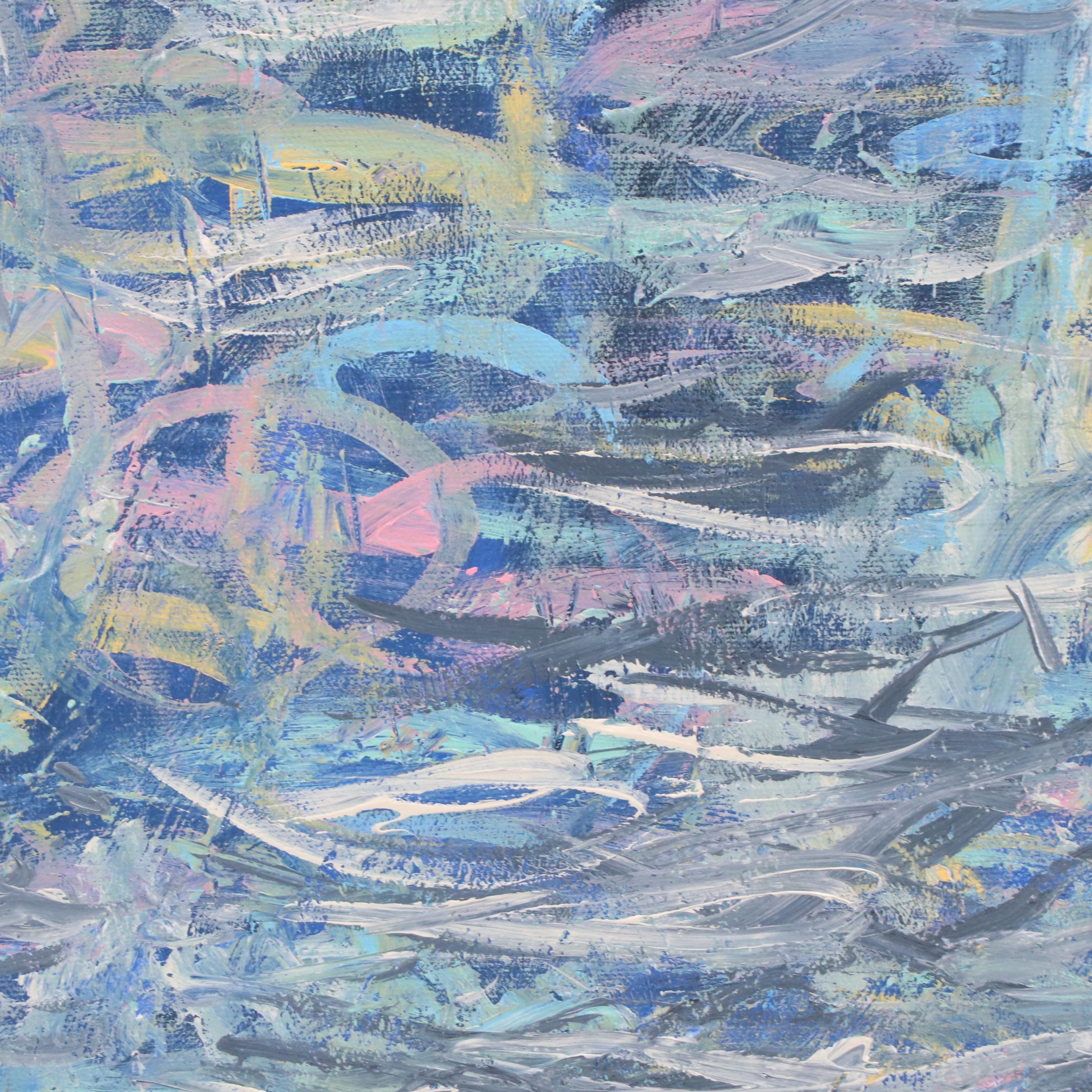 Saul Gefen Abstract Acrylic Painting "Gray Harmony," 2025