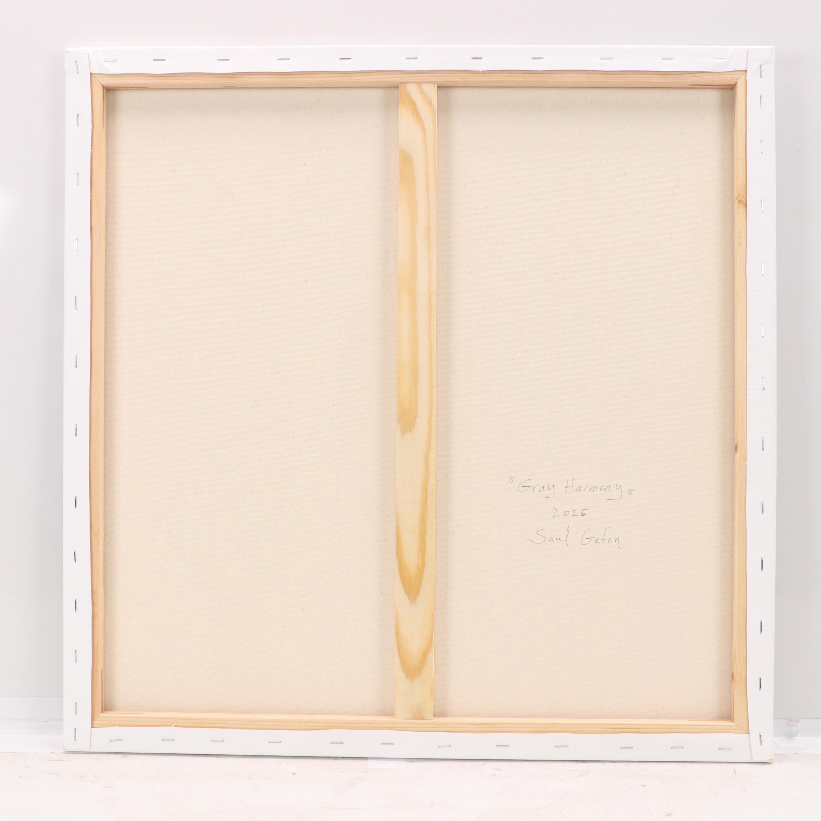 Saul Gefen Abstract Acrylic Painting "Gray Harmony," 2025