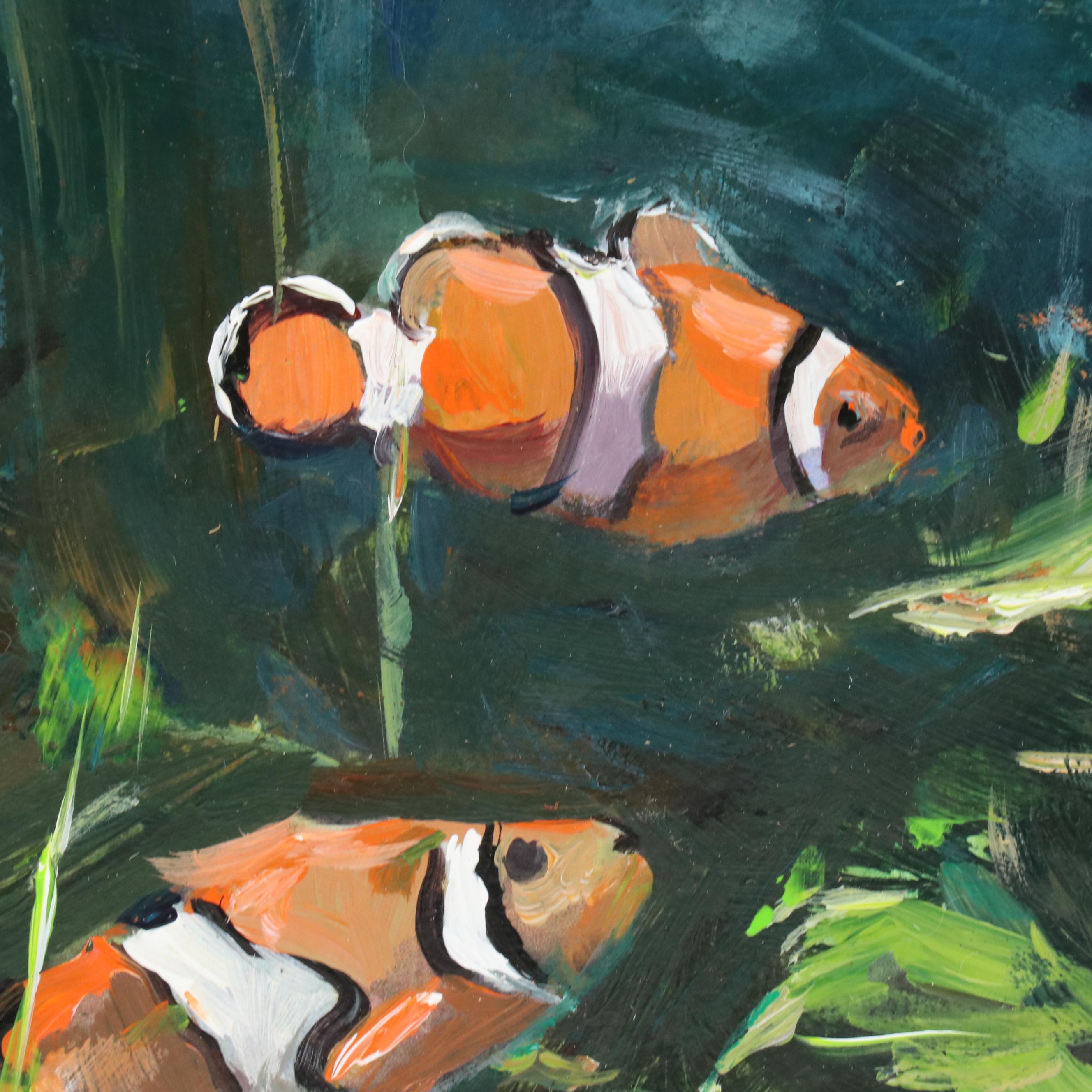 Adam Deda Oil Painting of Fish and a Cat "The Silent Observer," 2025