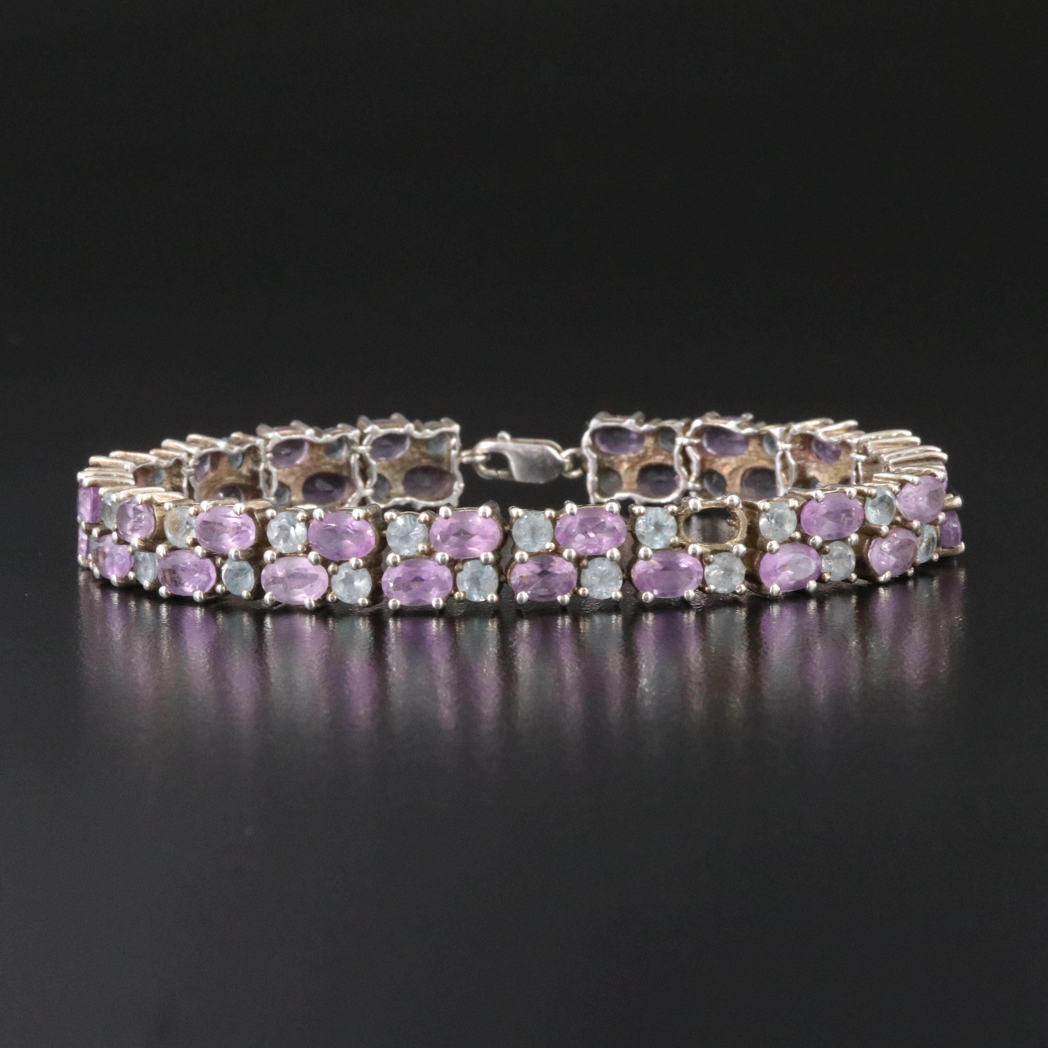 Sterling Amethyst and Blue Topaz Bracelet