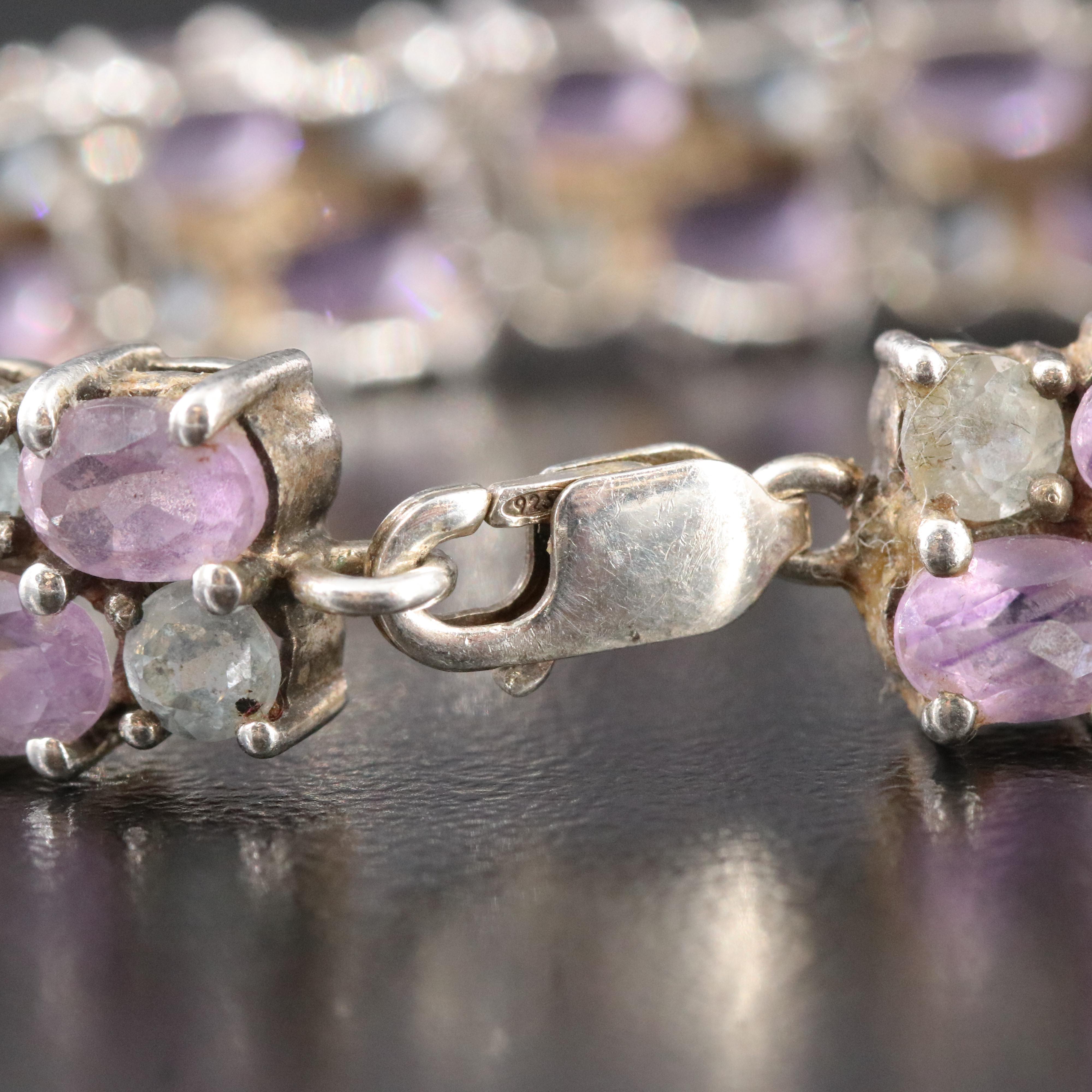 Sterling Amethyst and Blue Topaz Bracelet