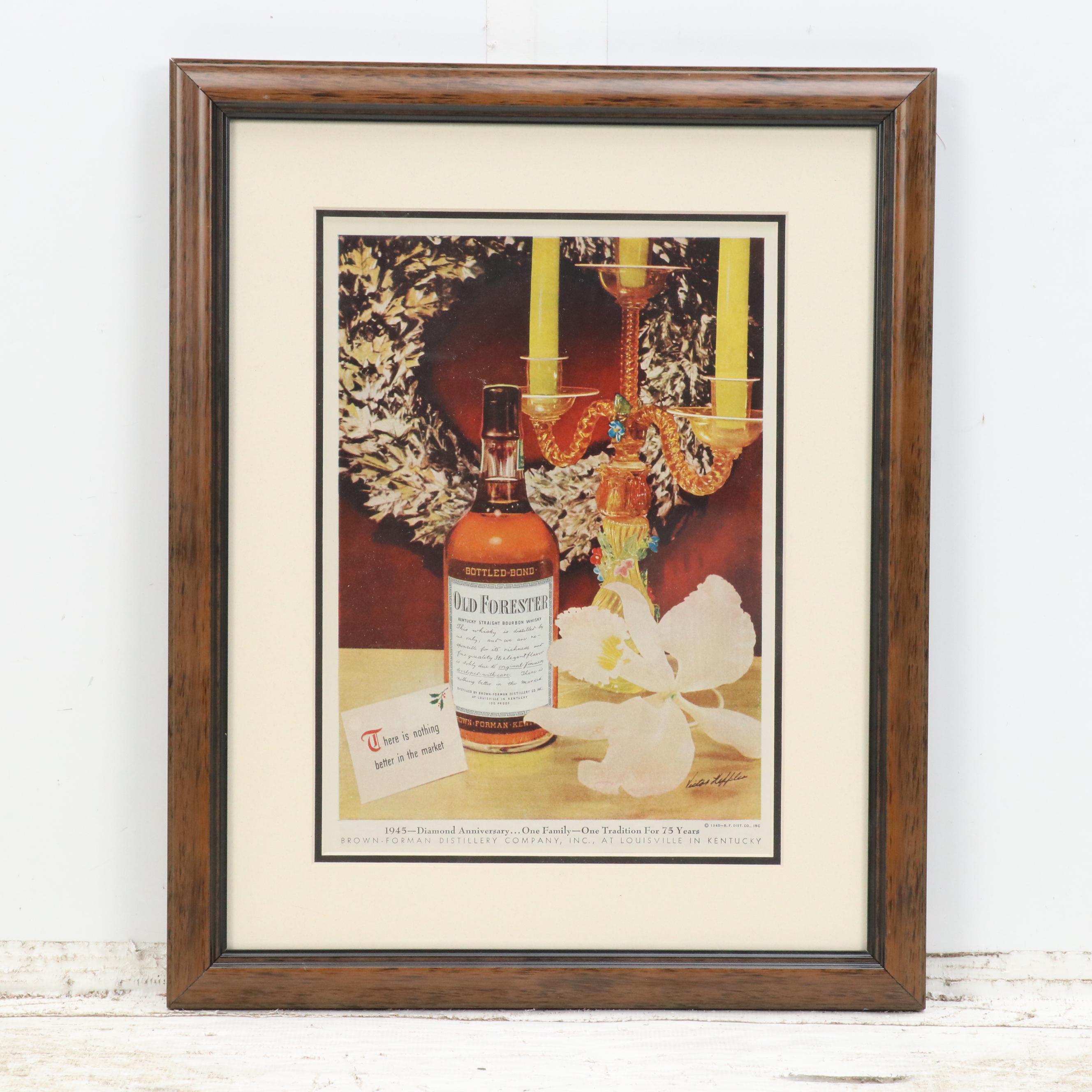 Old Forester and Kentucky Tavern Reproduction Offset Lithographic Advertisments