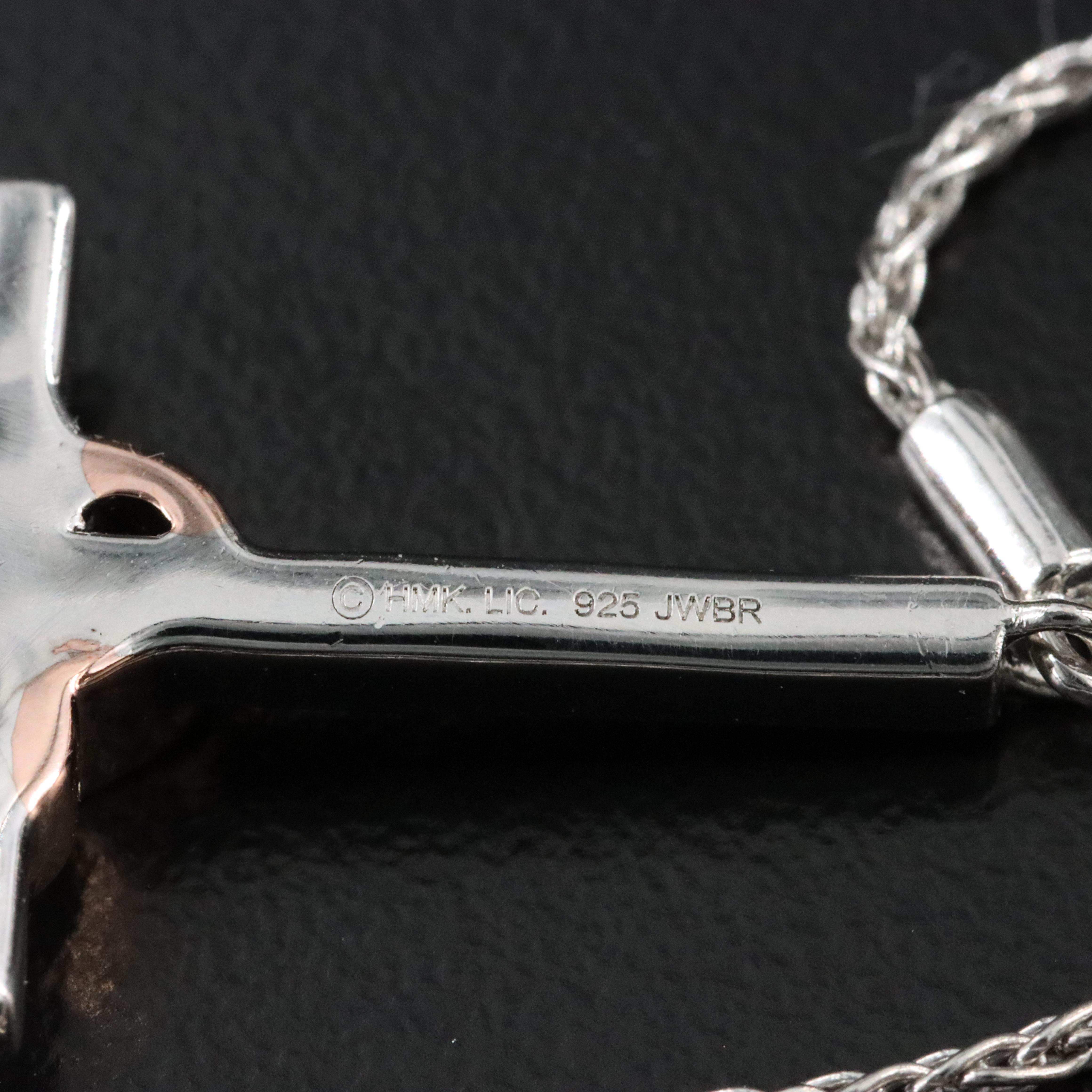 Sterling Diamond Cross Bolo Bracelet